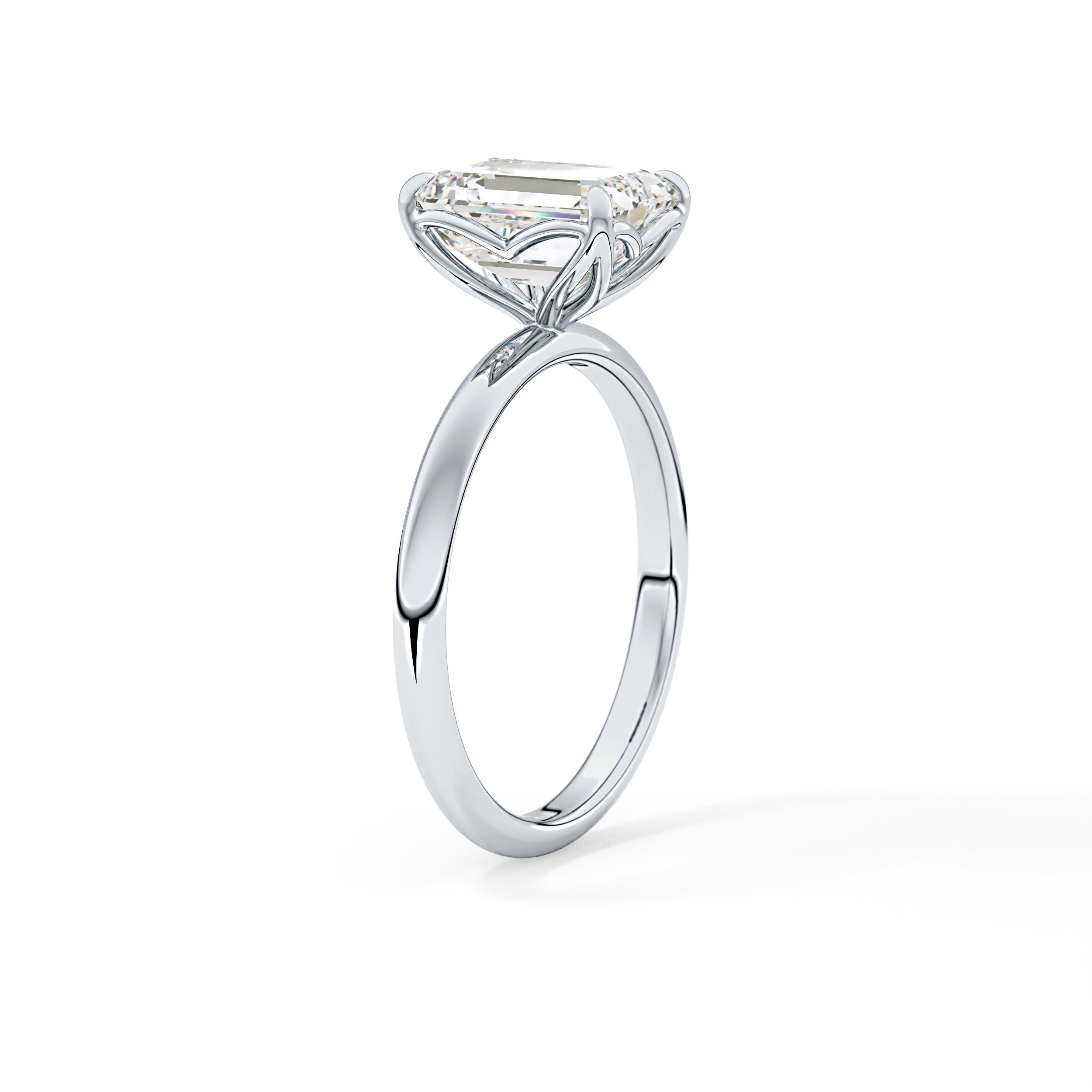Emerald Solitaire Lab Grown Diamond Engagement Ring