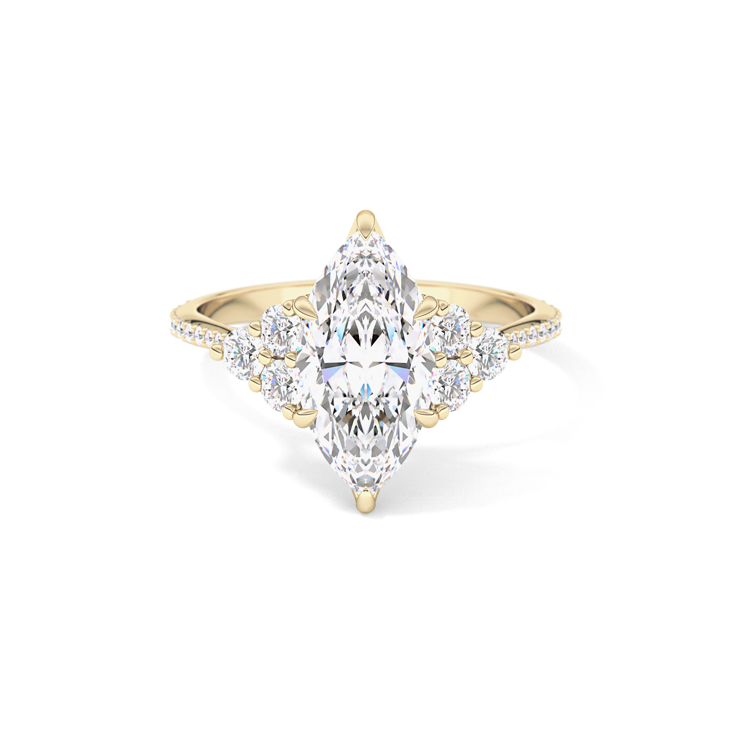Marquise Cluster Lab Grown Diamond Engagement Ring