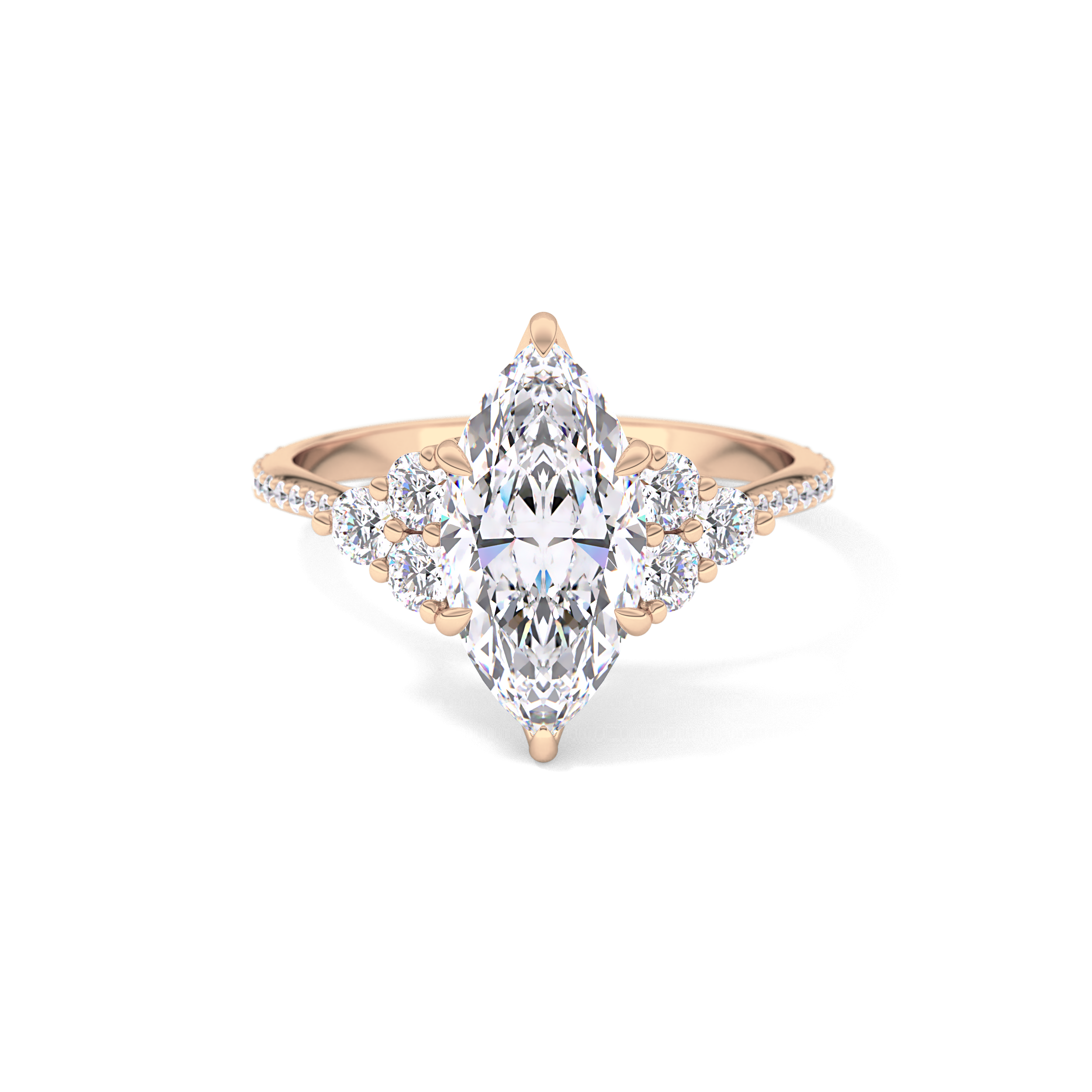 Marquise Cluster Lab Grown Diamond Engagement Ring