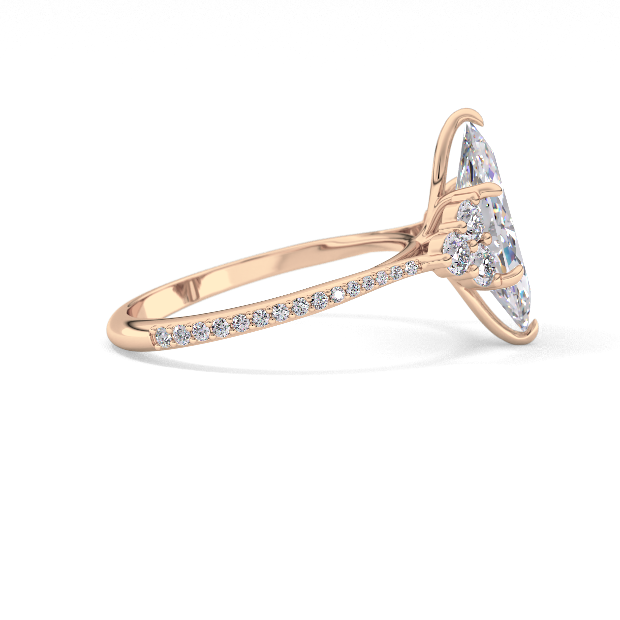 Marquise Cluster Lab Grown Diamond Engagement Ring