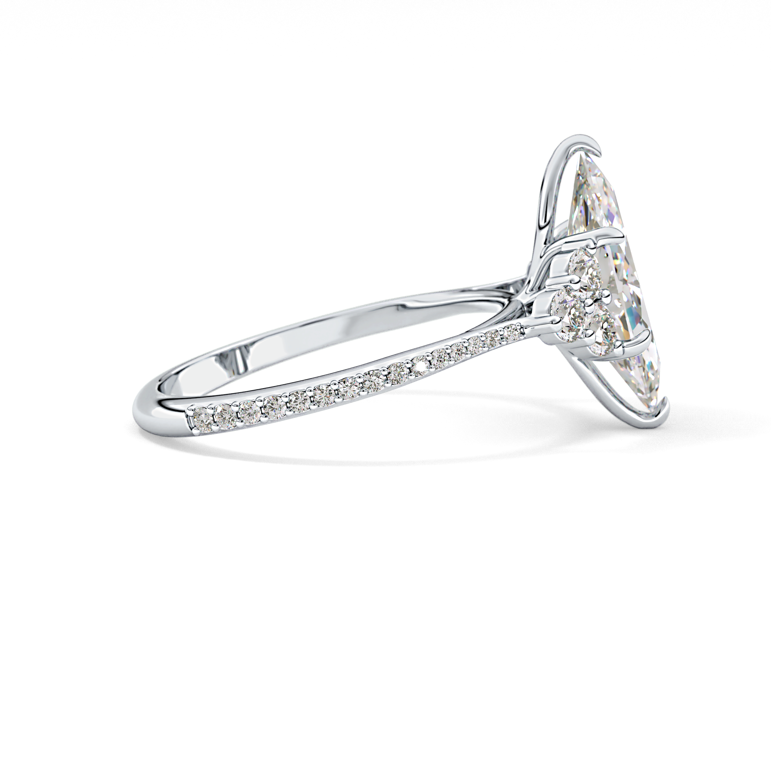 Marquise Cluster Lab Grown Diamond Engagement Ring