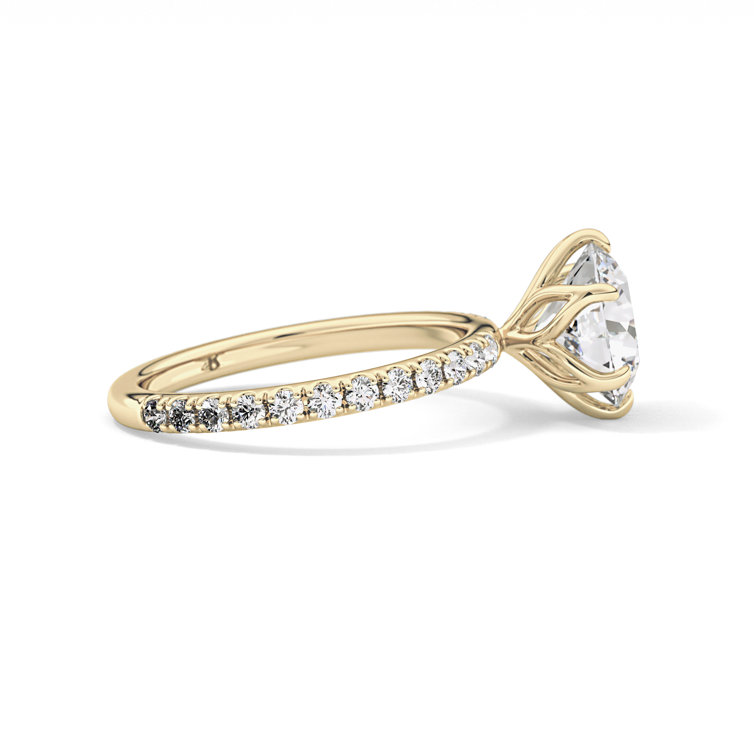 Round Pave Lab Grown Diamond Engagement Ring