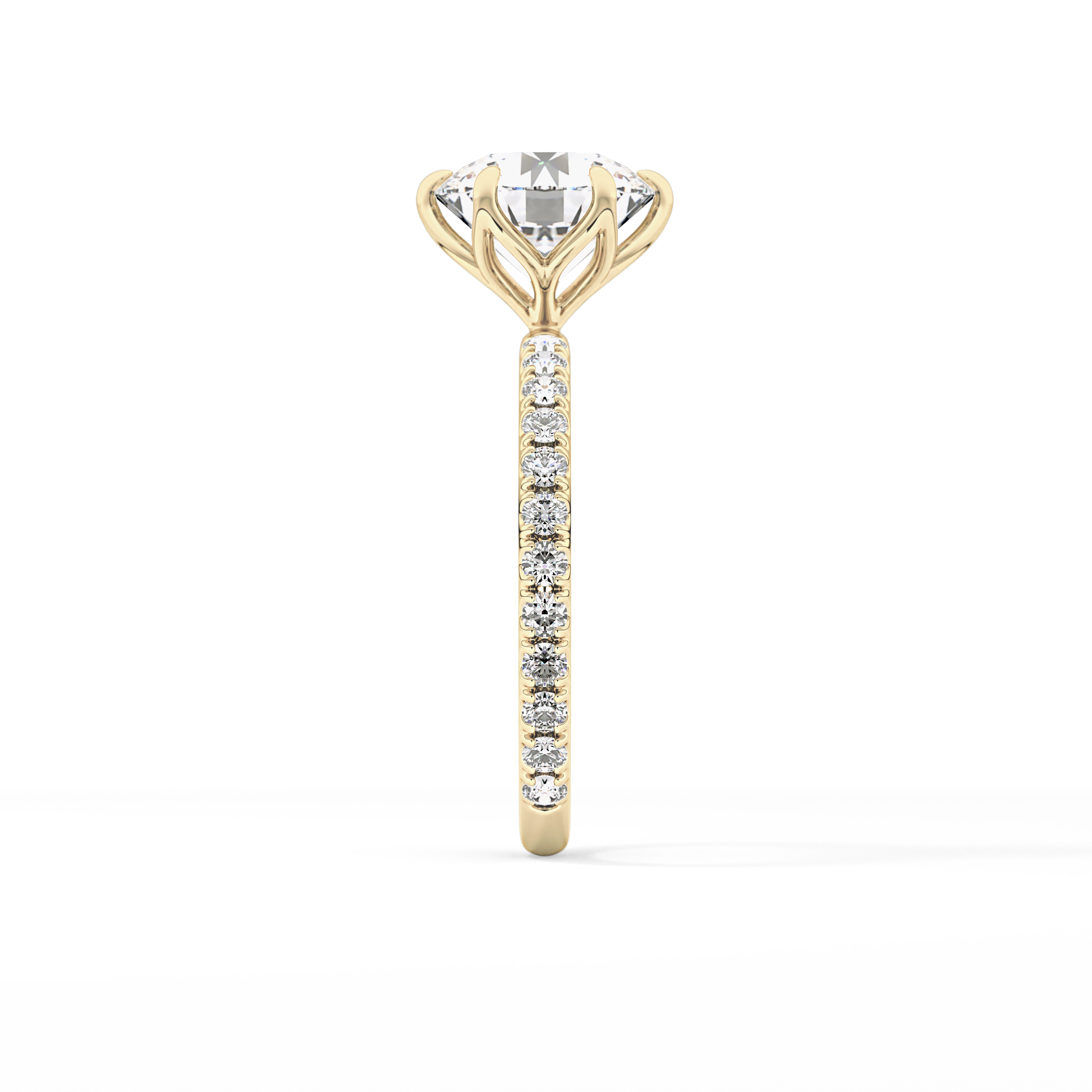 Round Pave Lab Grown Diamond Engagement Ring