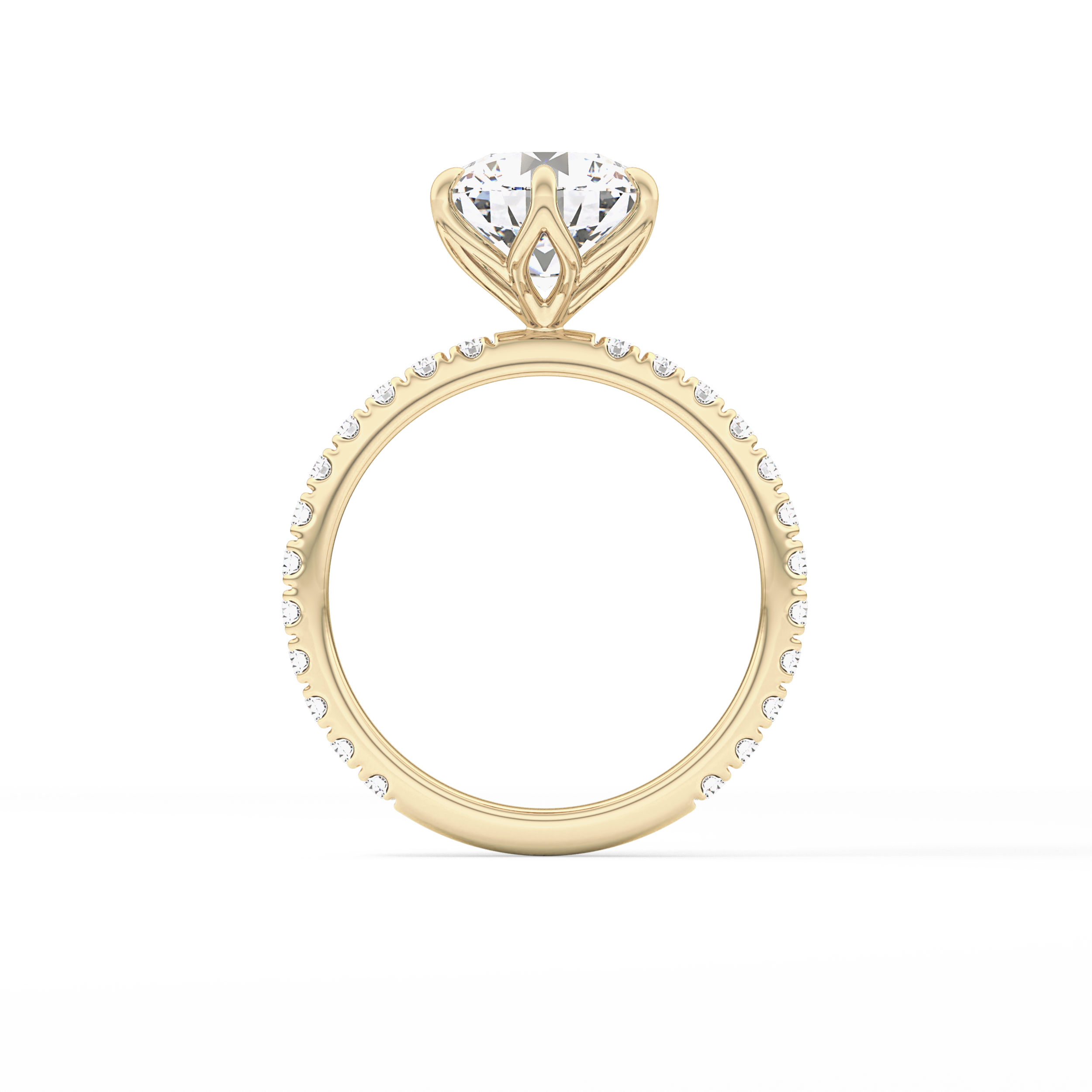 Round Pave Lab Grown Diamond Engagement Ring