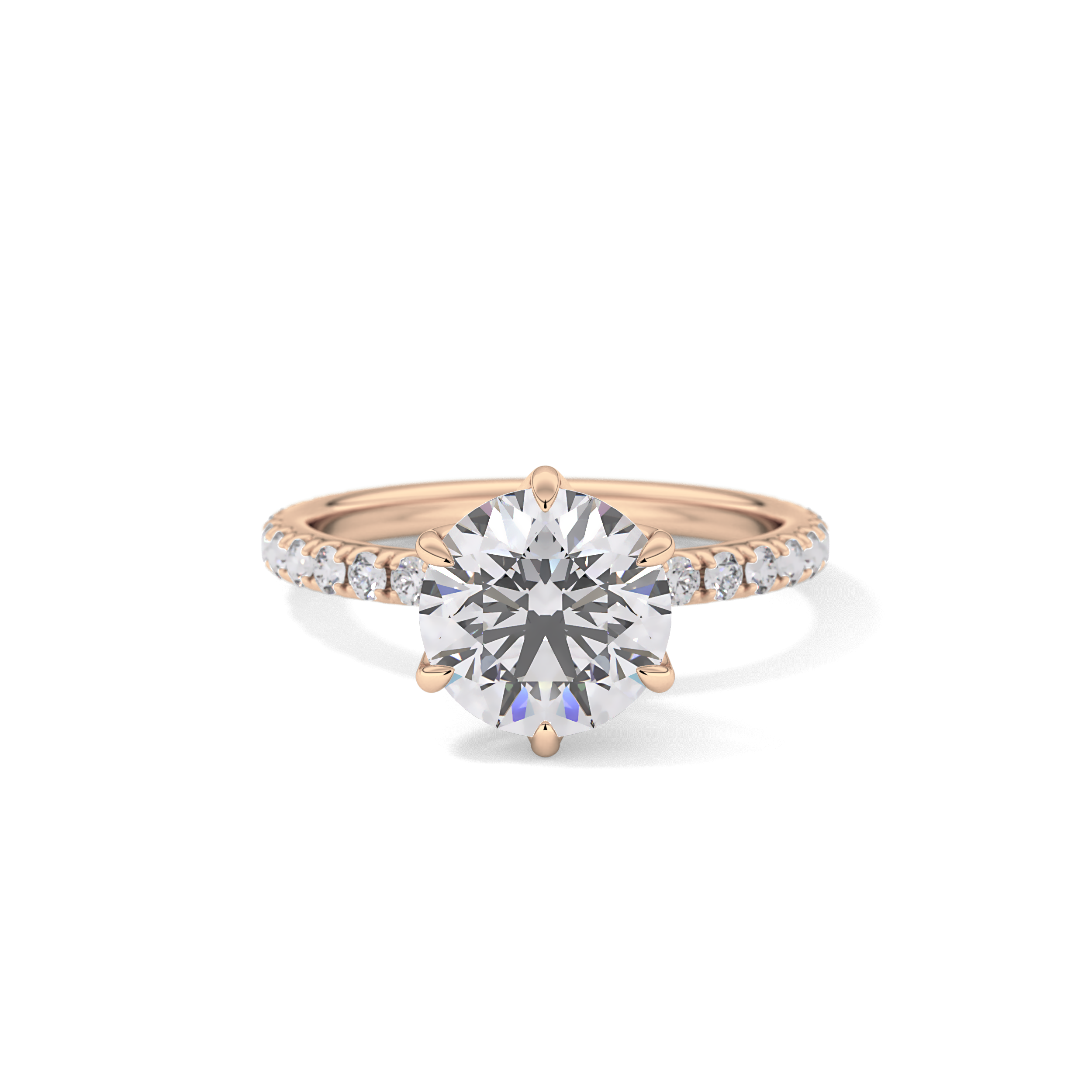 Round Pave Lab Grown Diamond Engagement Ring
