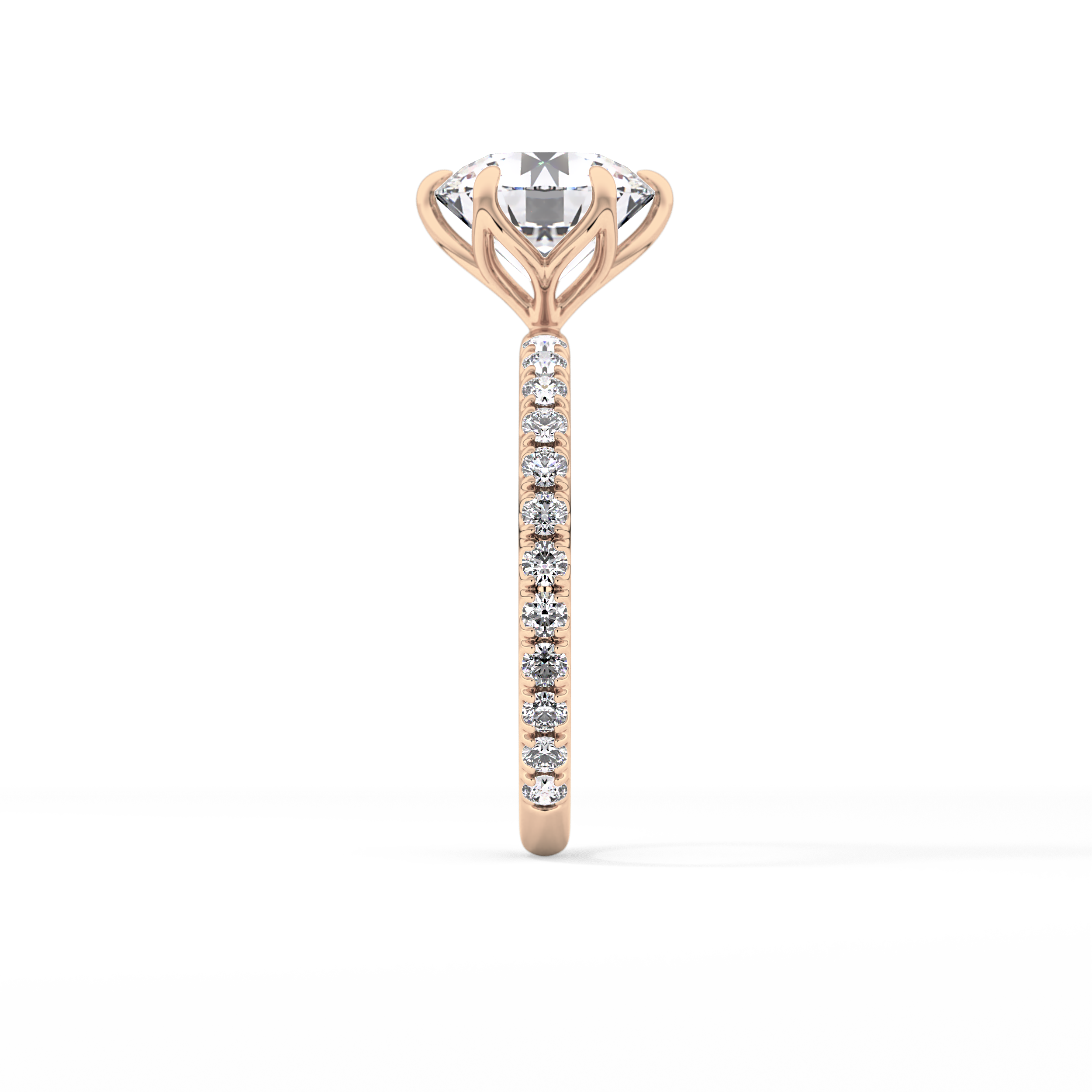 Round Pave Lab Grown Diamond Engagement Ring