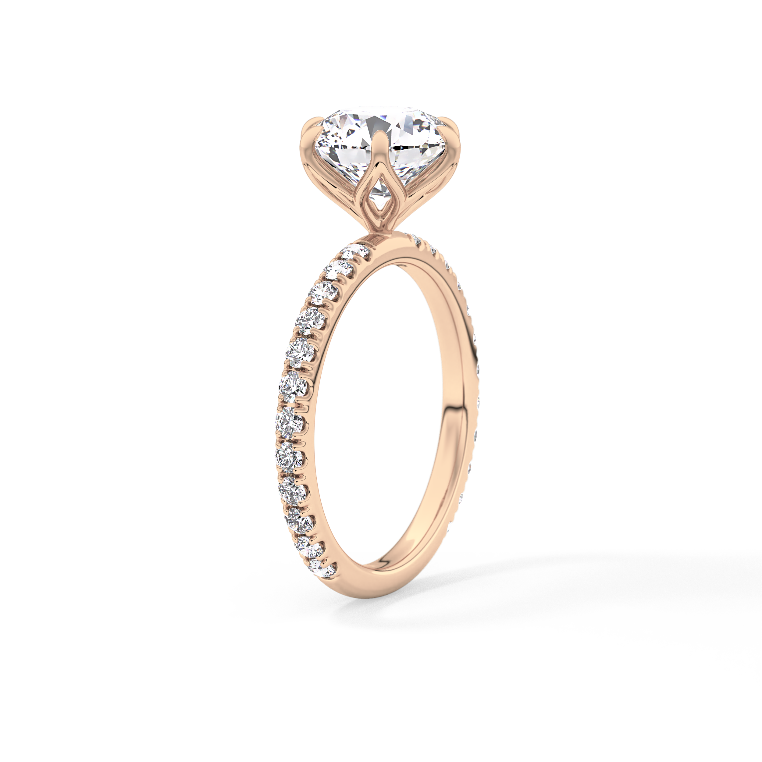 Round Pave Lab Grown Diamond Engagement Ring