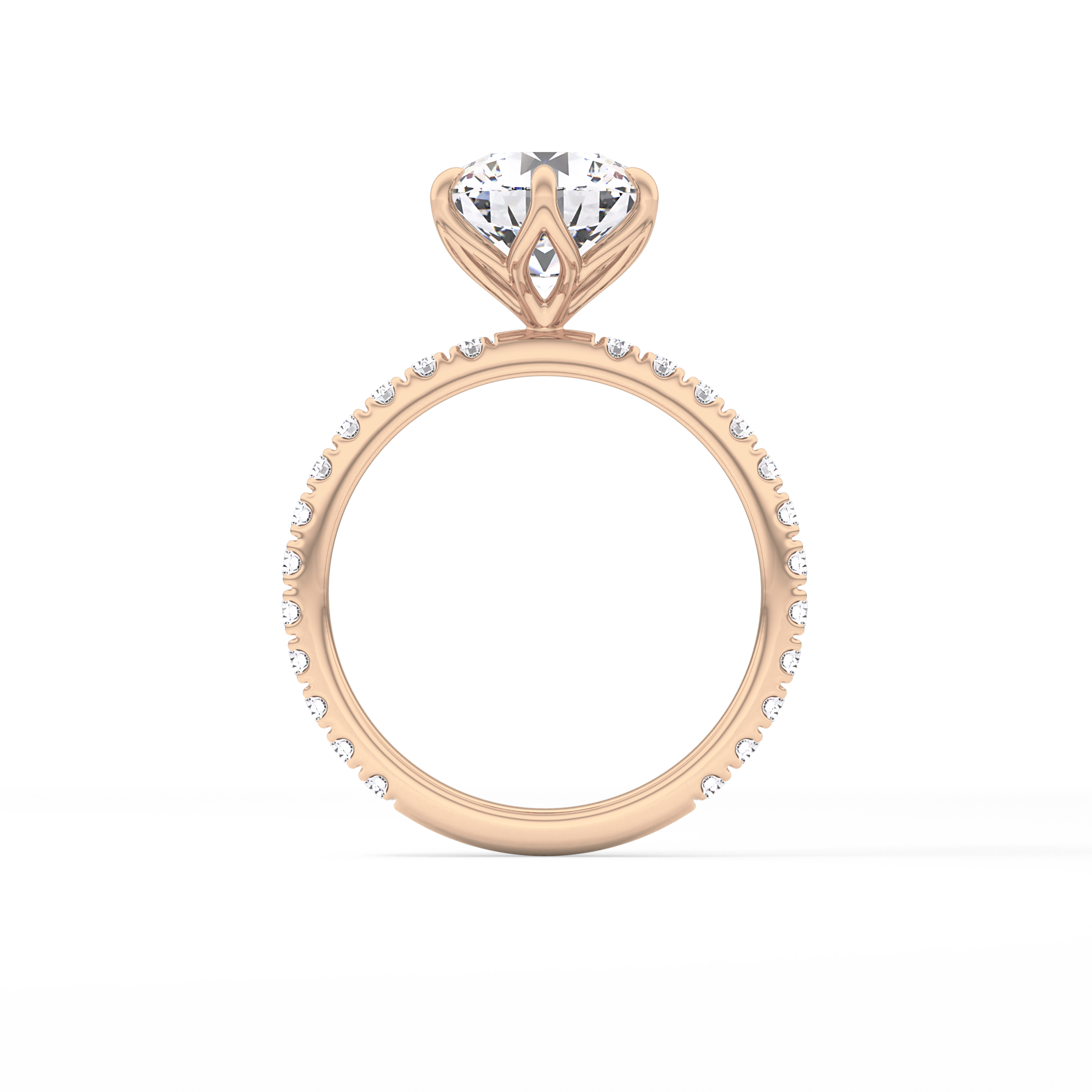 Round Pave Lab Grown Diamond Engagement Ring