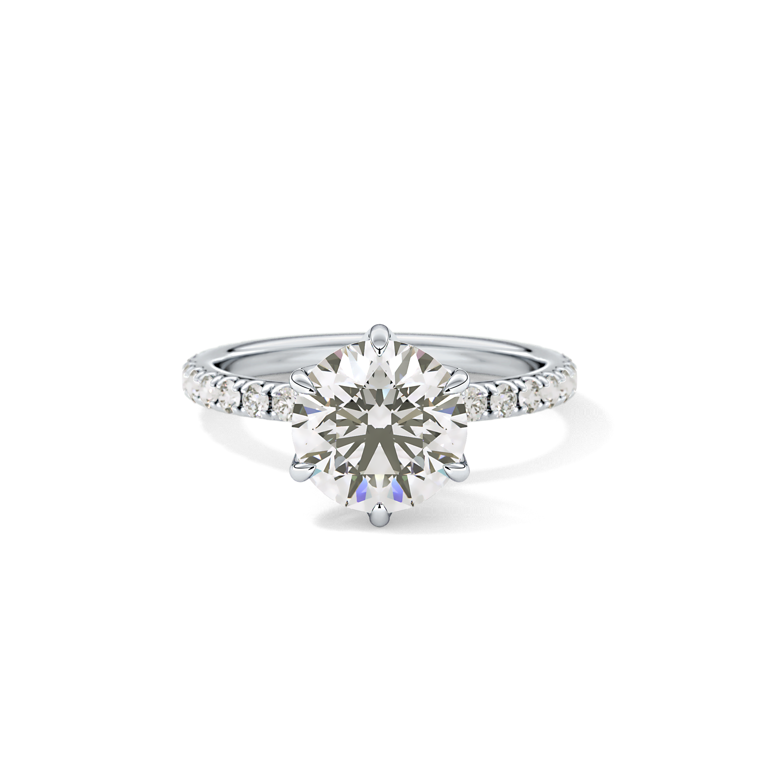 Round Pave Lab Grown Diamond Engagement Ring