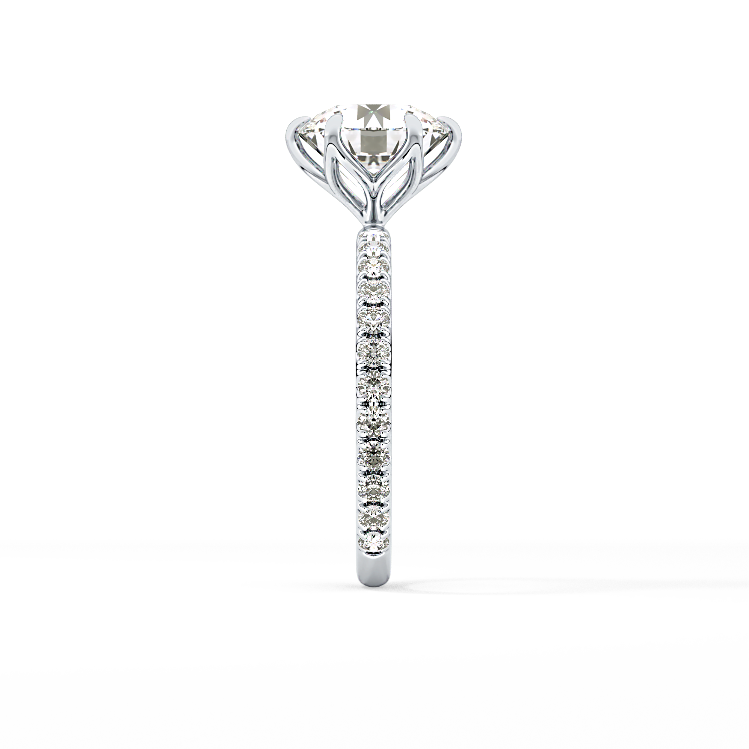Round Pave Lab Grown Diamond Engagement Ring