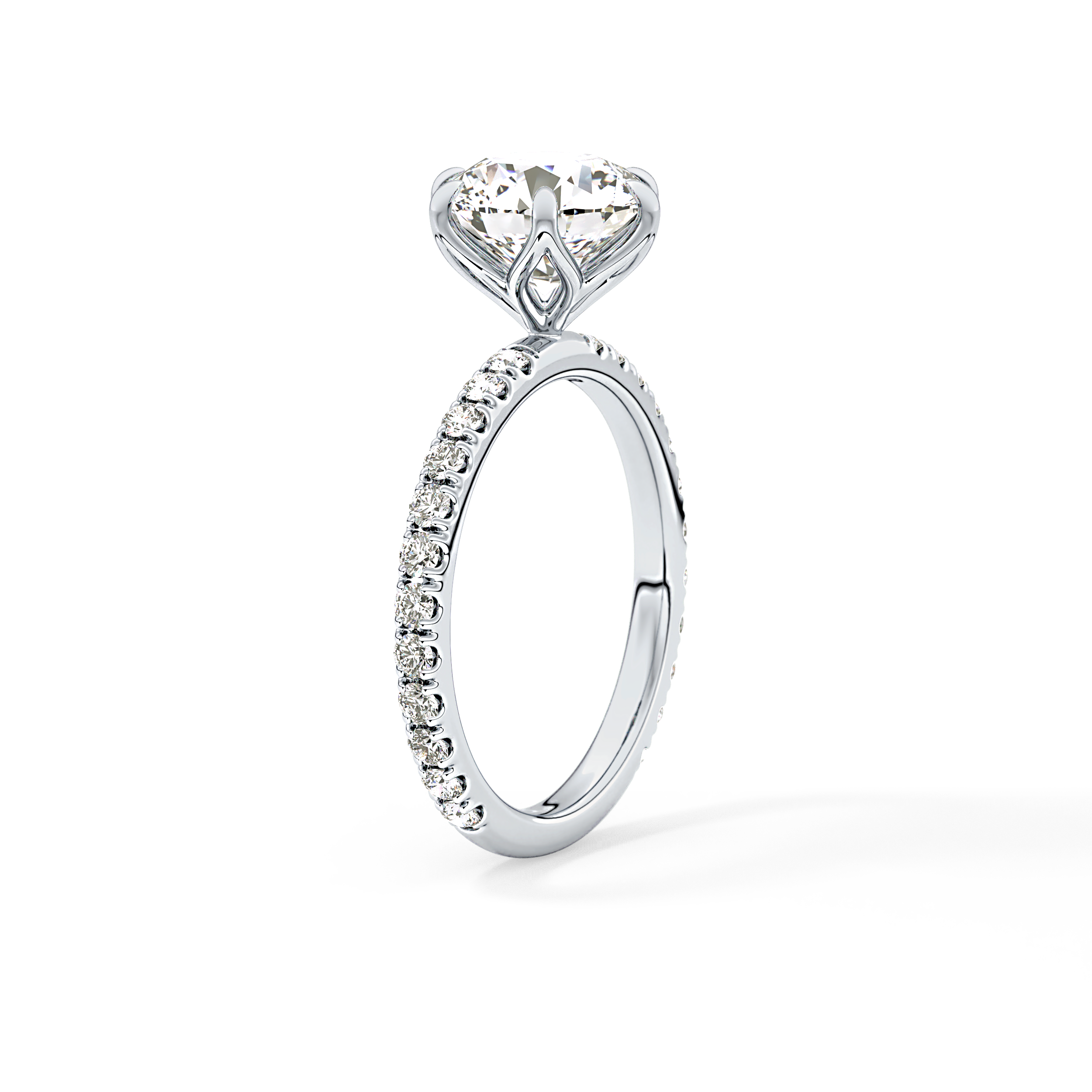 Round Pave Lab Grown Diamond Engagement Ring
