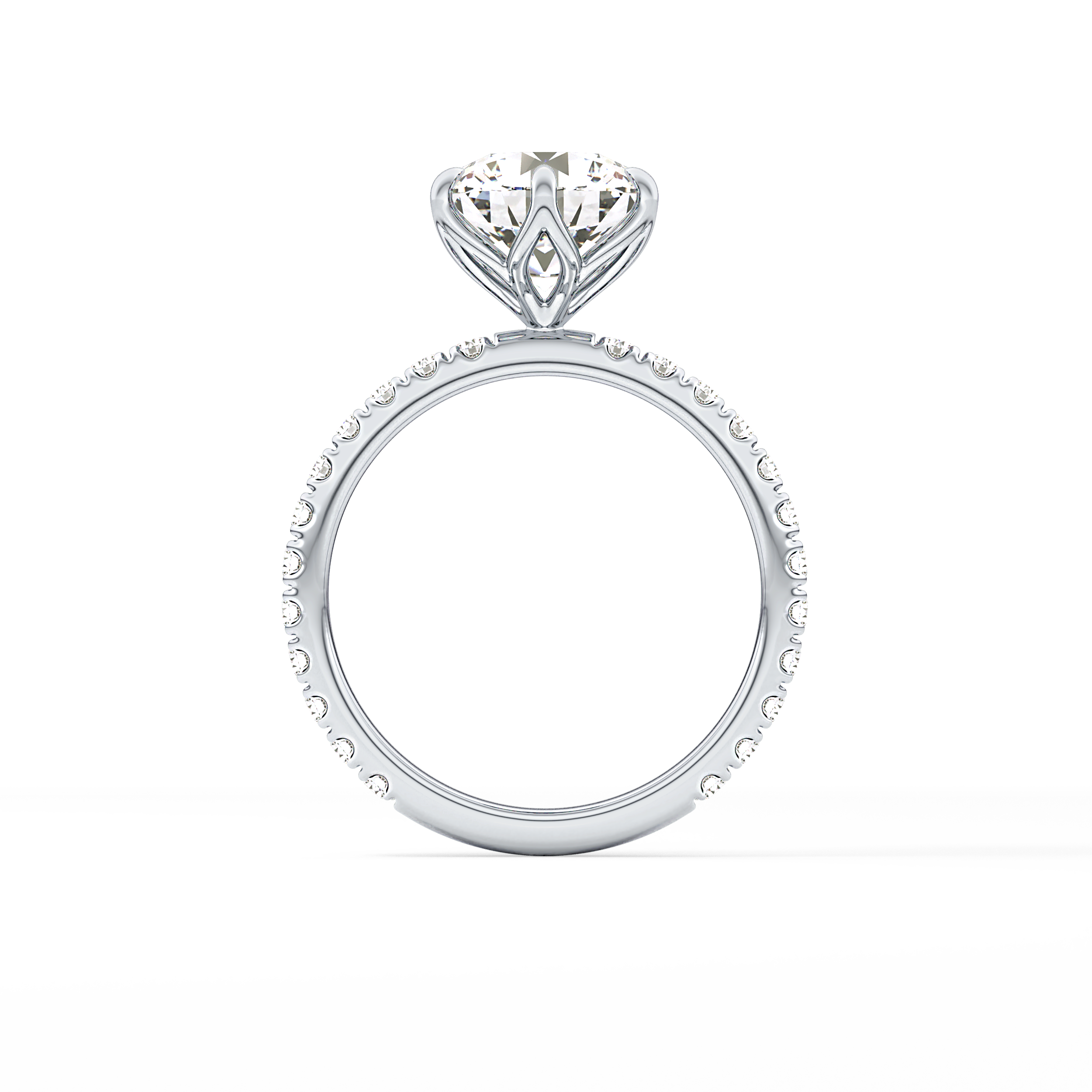 Round Pave Lab Grown Diamond Engagement Ring