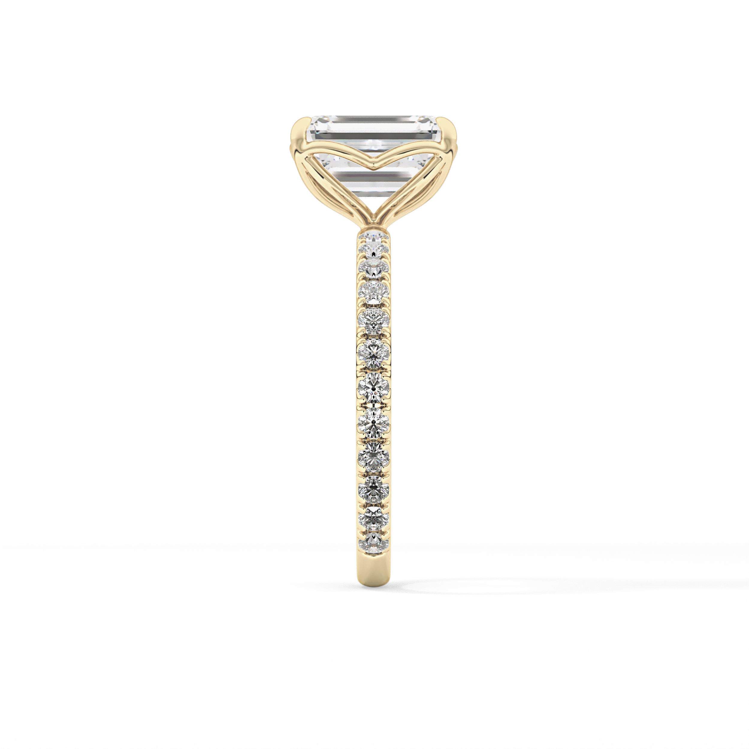 Emerald Pave Lab Grown Diamond Engagement Ring