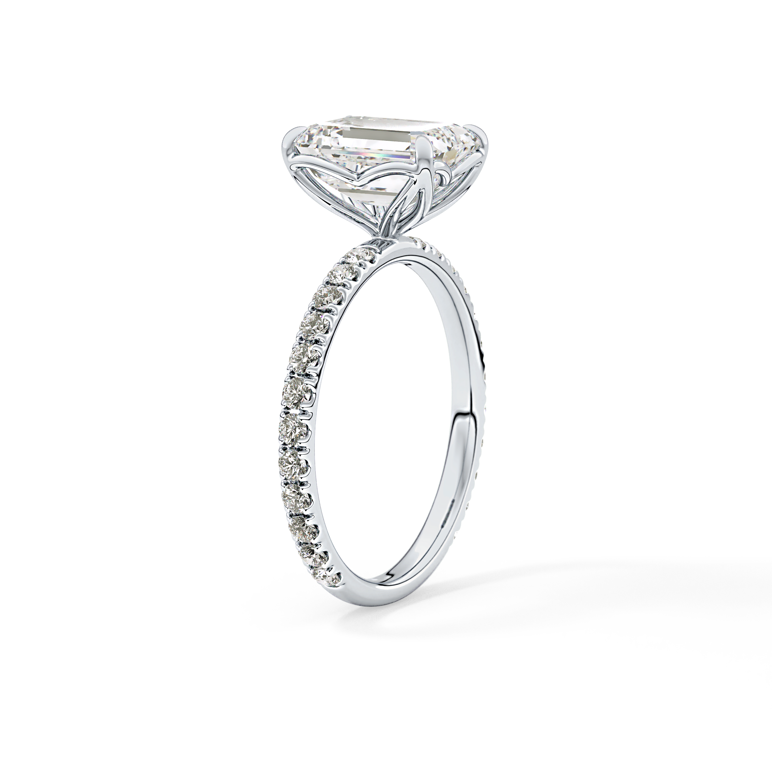 Emerald Pave Lab Grown Diamond Engagement Ring