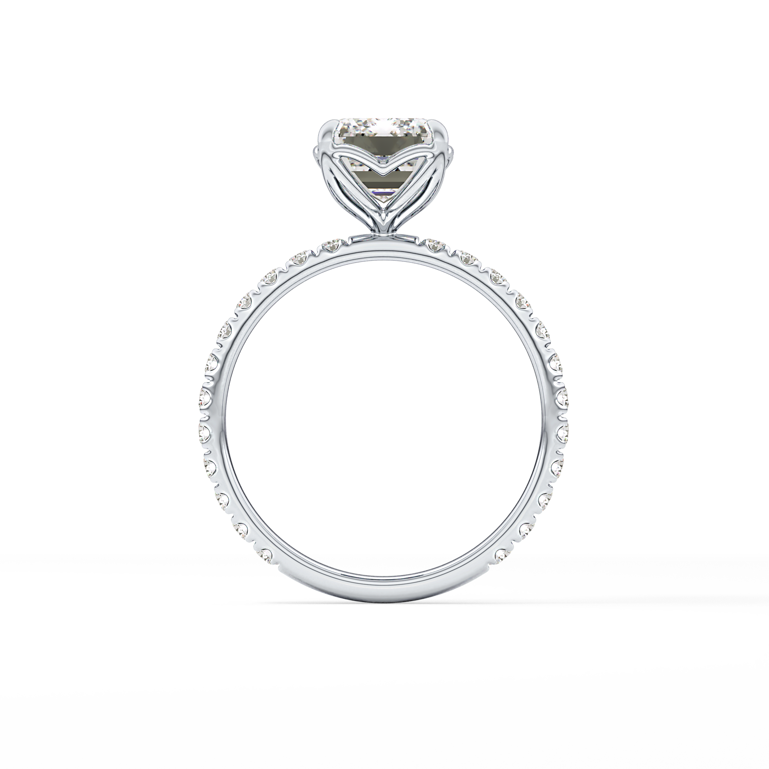 Emerald Pave Lab Grown Diamond Engagement Ring