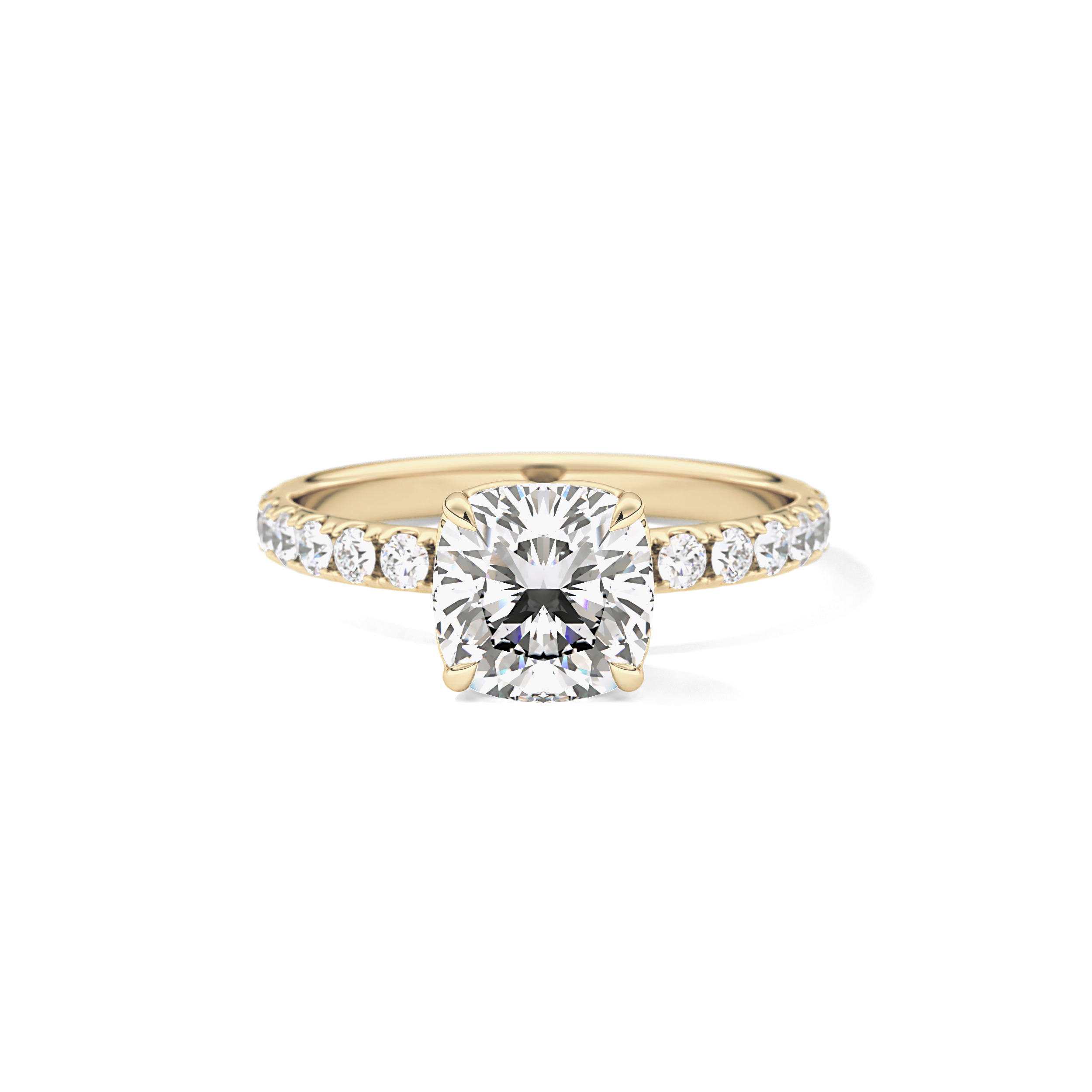 Cushion Pave Lab Grown Diamond Engagement Ring