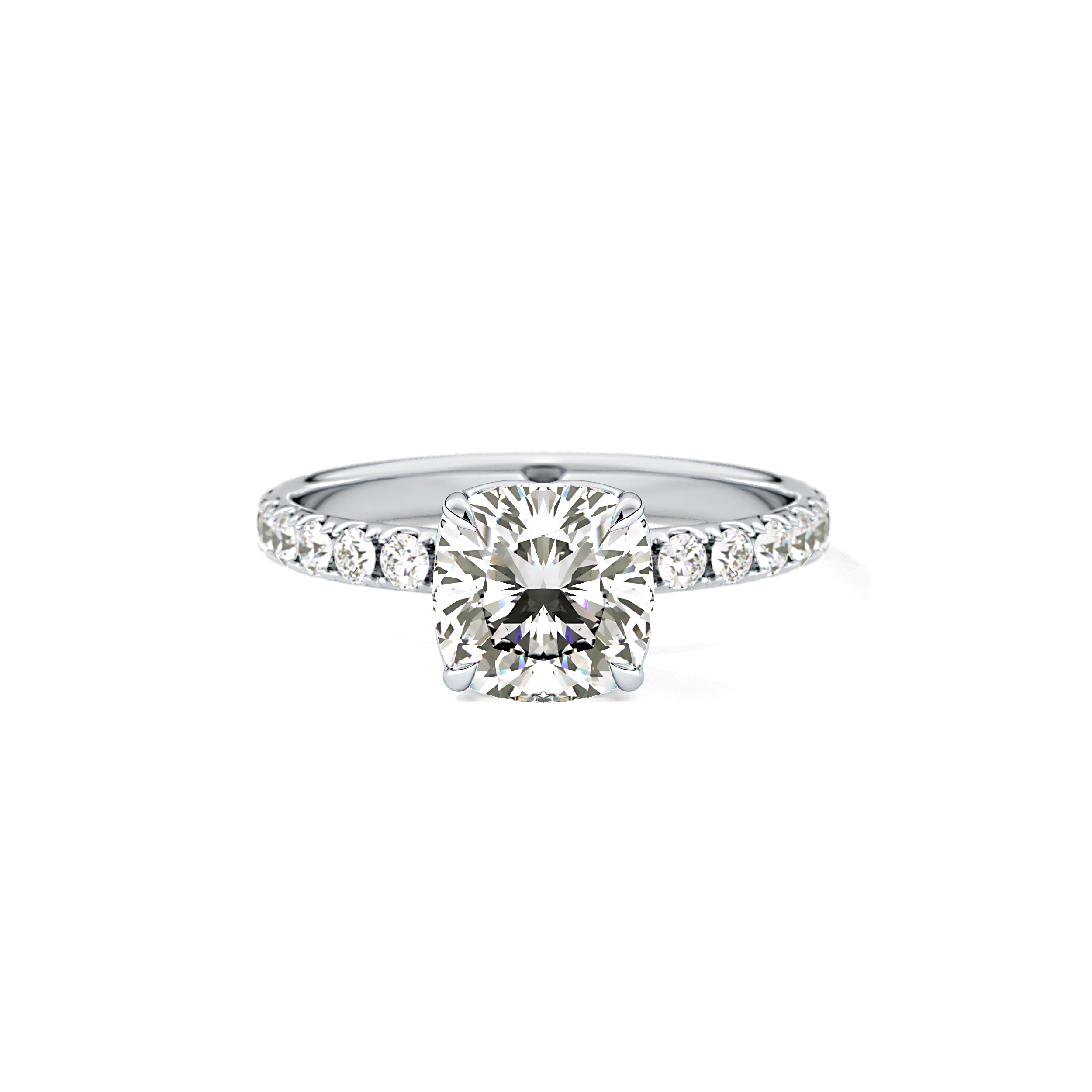 Cushion Pave Lab Grown Diamond Engagement Ring