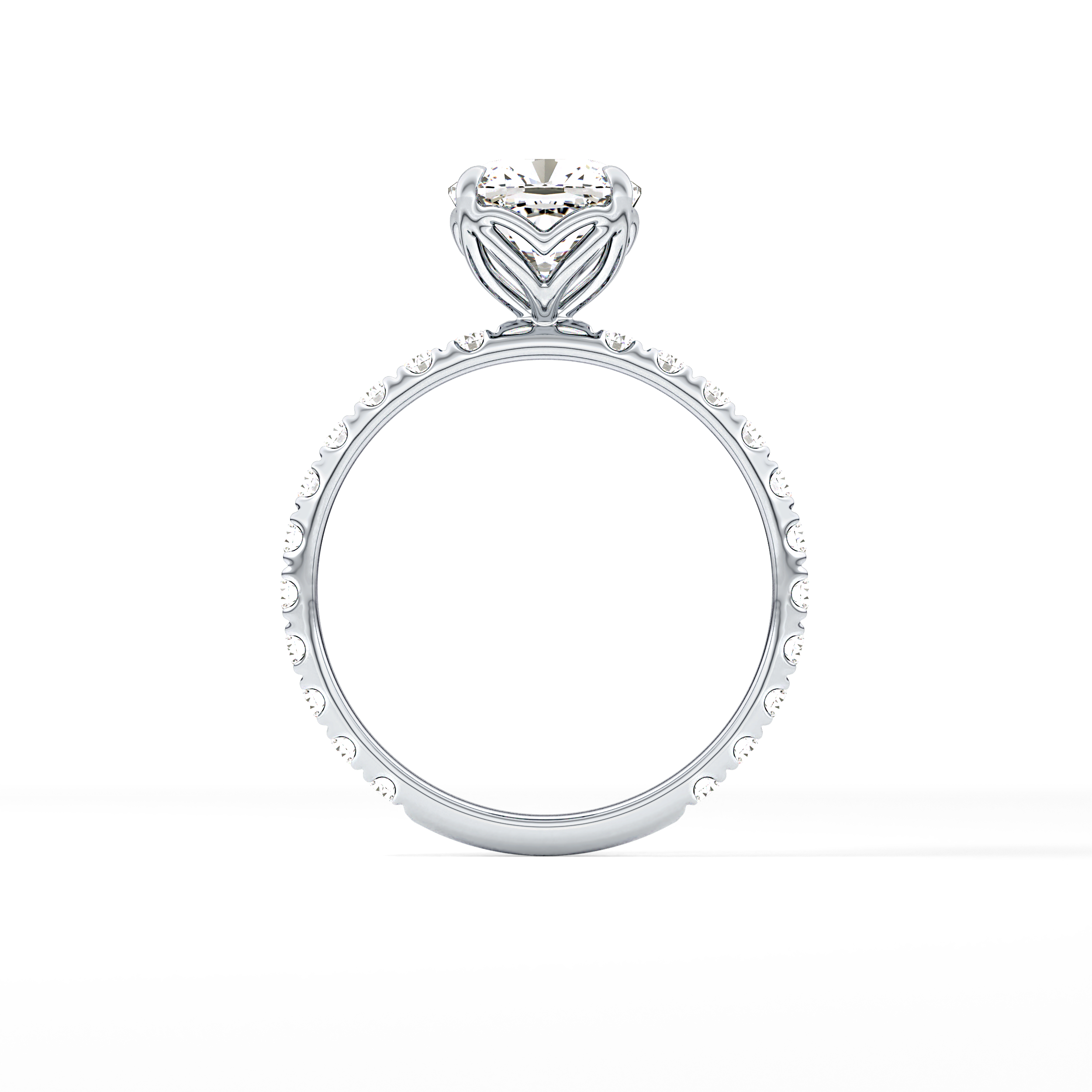 Cushion Pave Lab Grown Diamond Engagement Ring