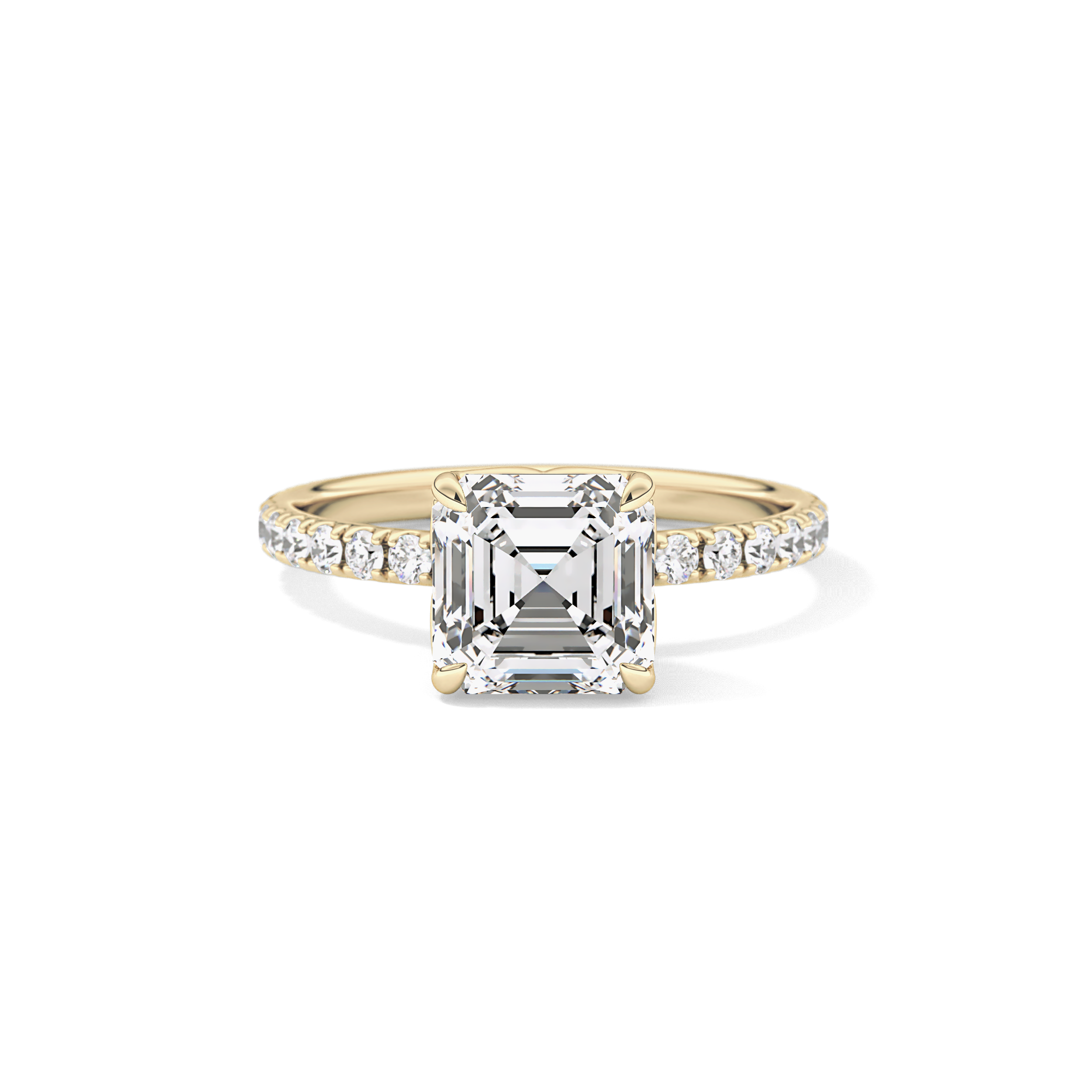 Asscher Pave Lab Grown Diamond Engagement Ring