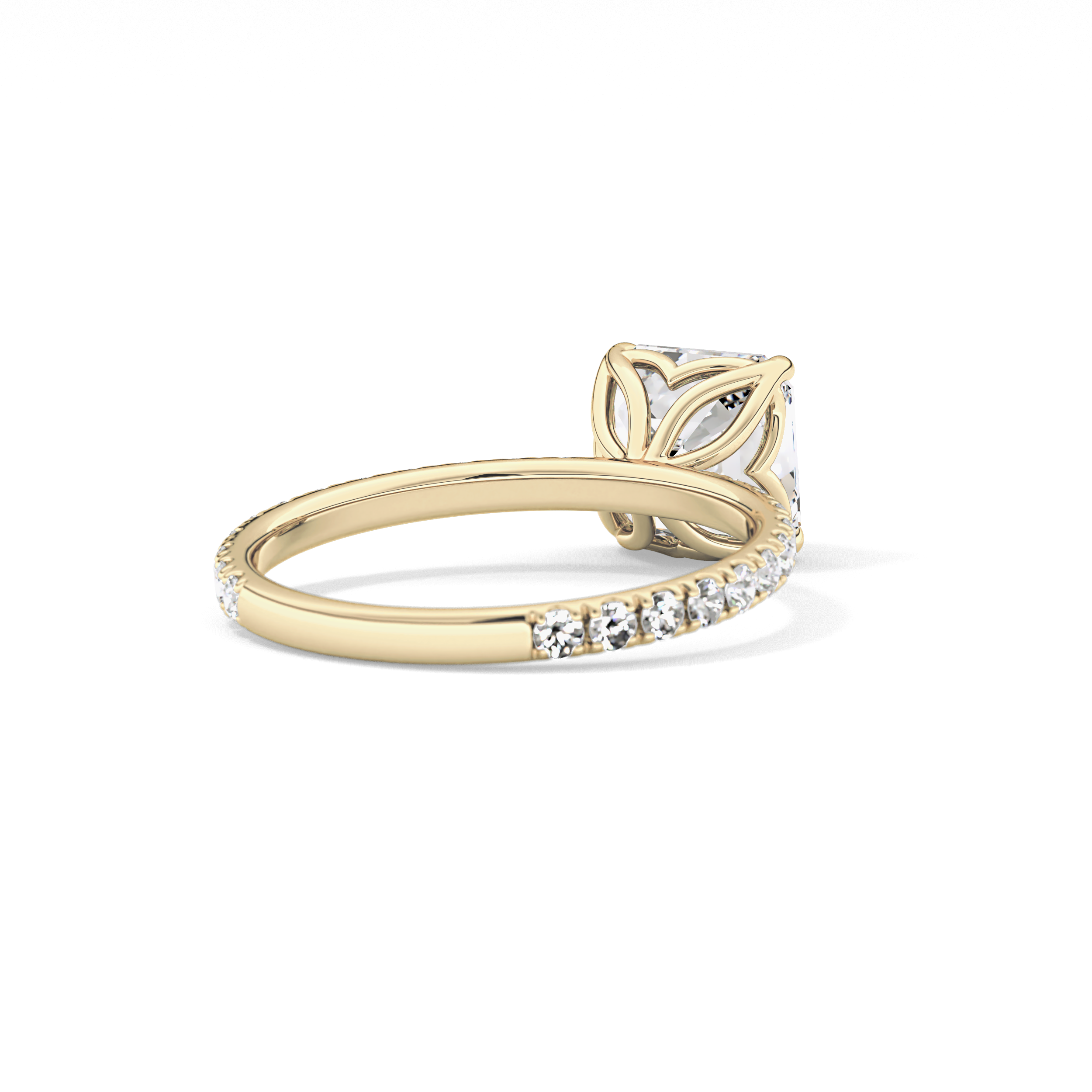Asscher Pave Lab Grown Diamond Engagement Ring