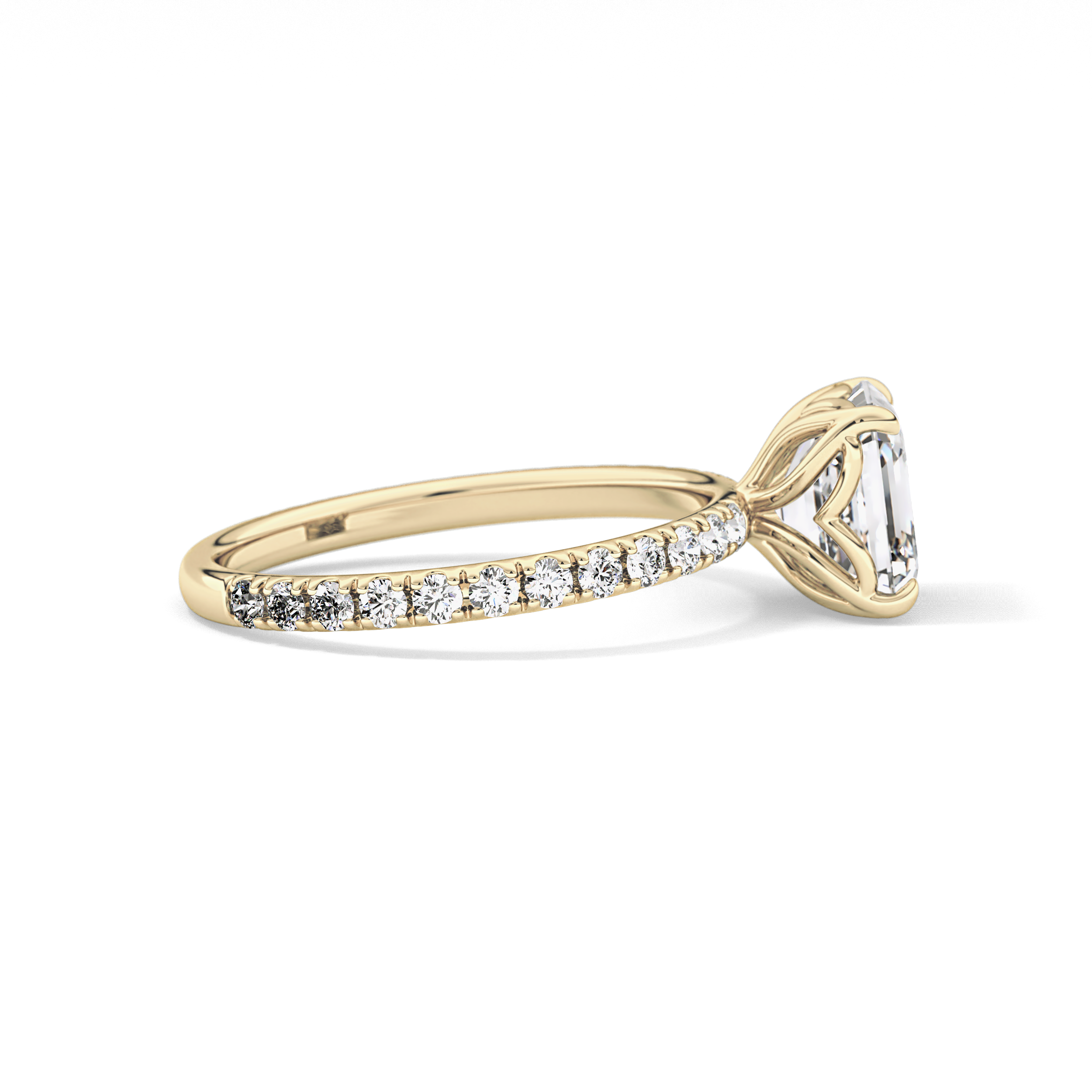 Asscher Pave Lab Grown Diamond Engagement Ring