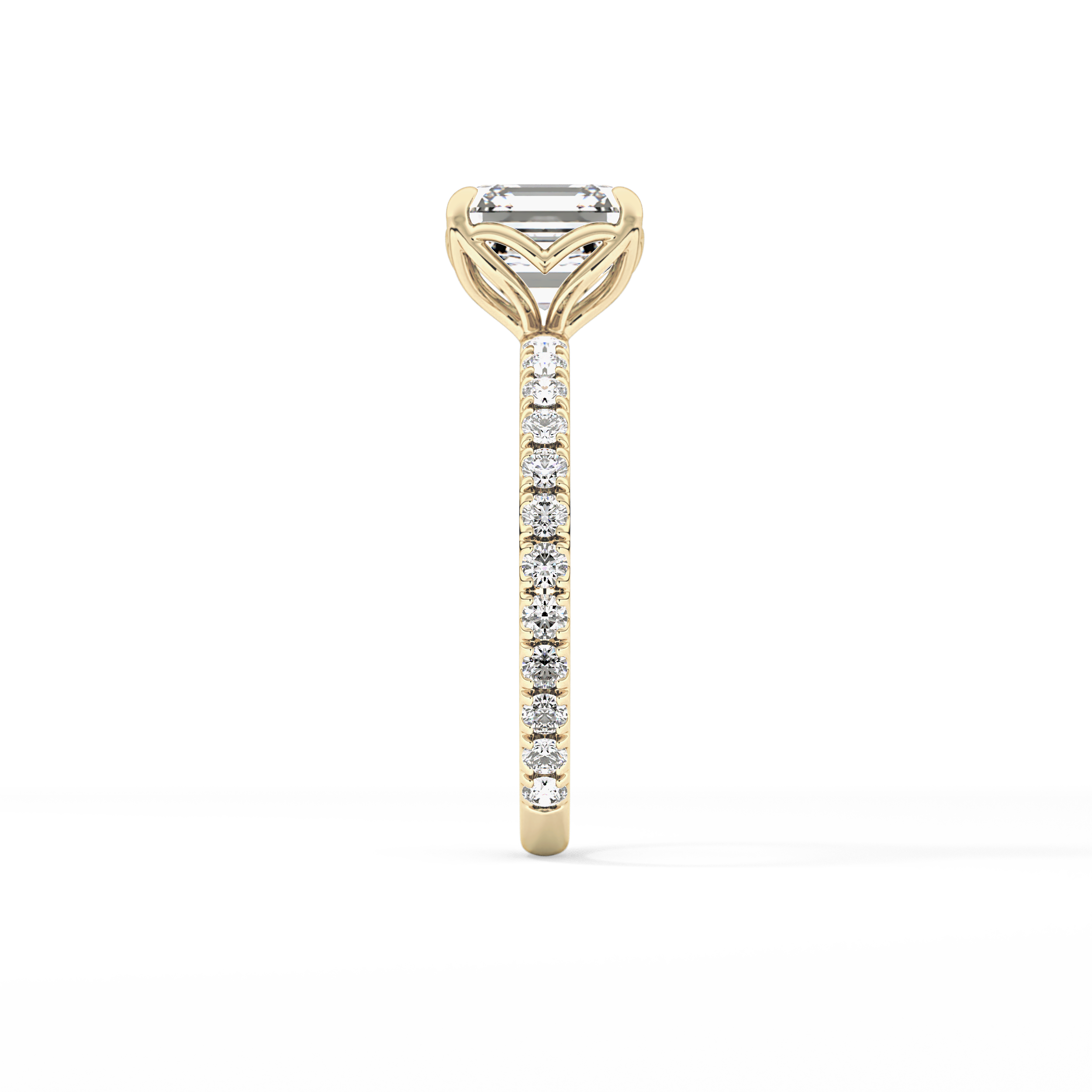 Asscher Pave Lab Grown Diamond Engagement Ring