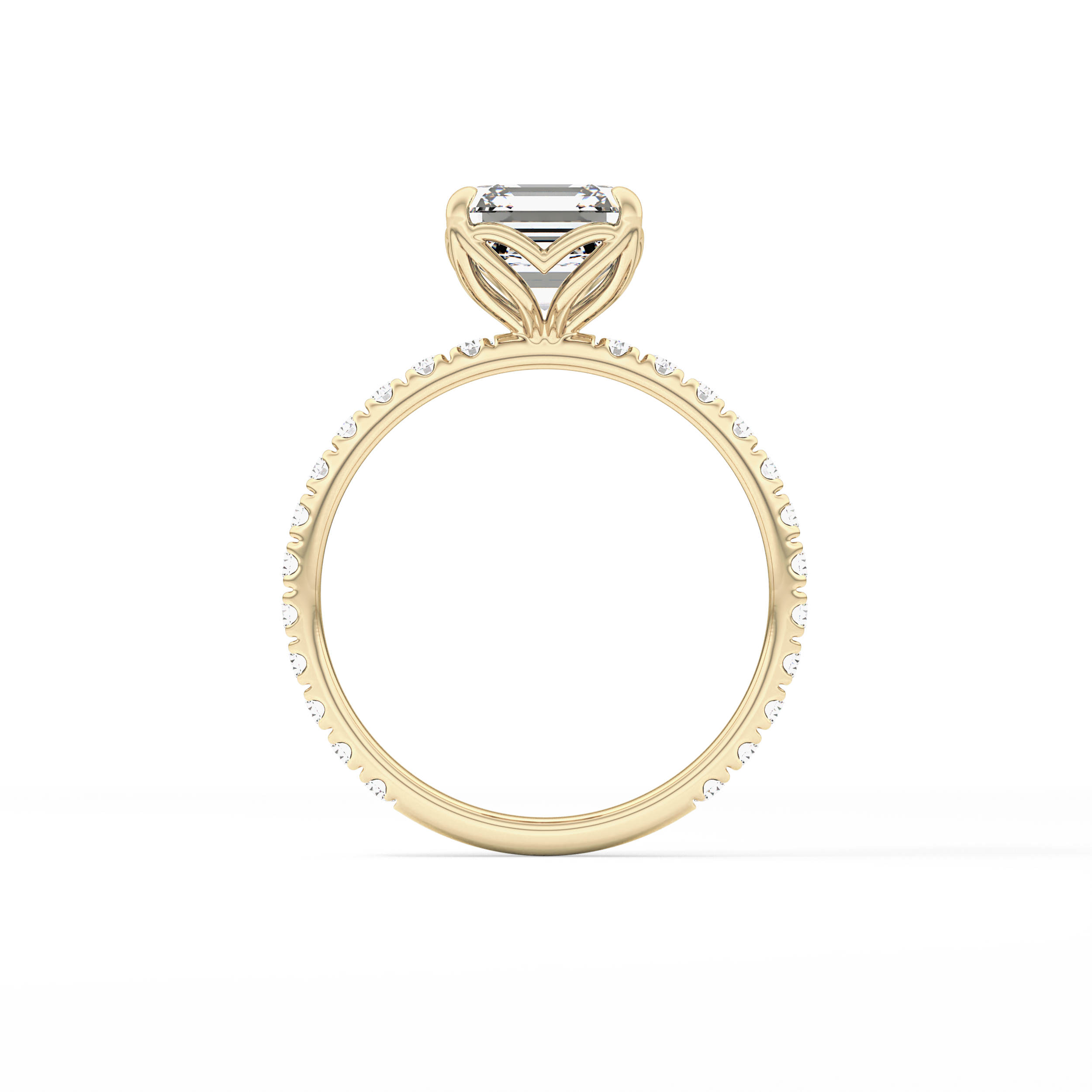 Asscher Pave Lab Grown Diamond Engagement Ring