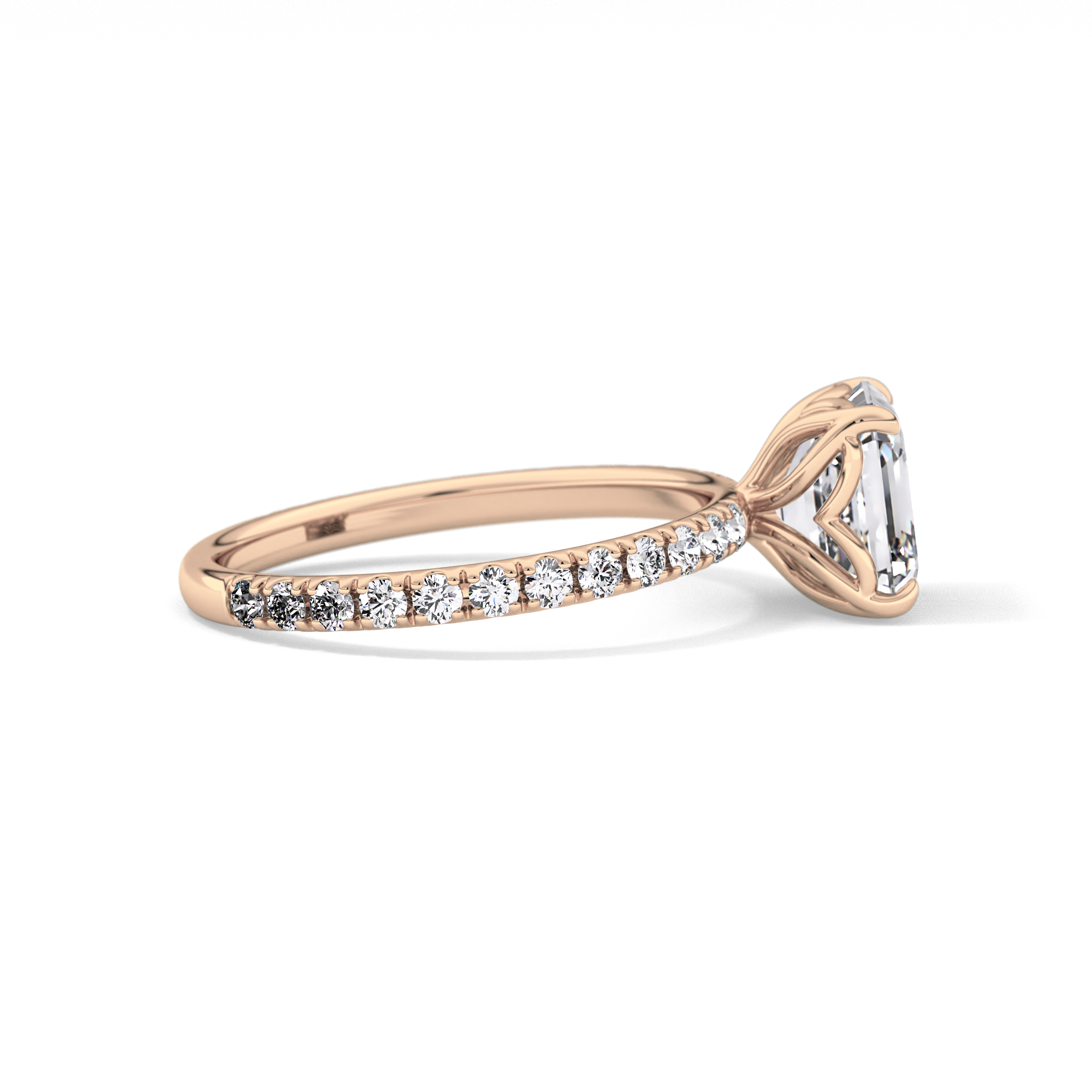 Asscher Pave Lab Grown Diamond Engagement Ring