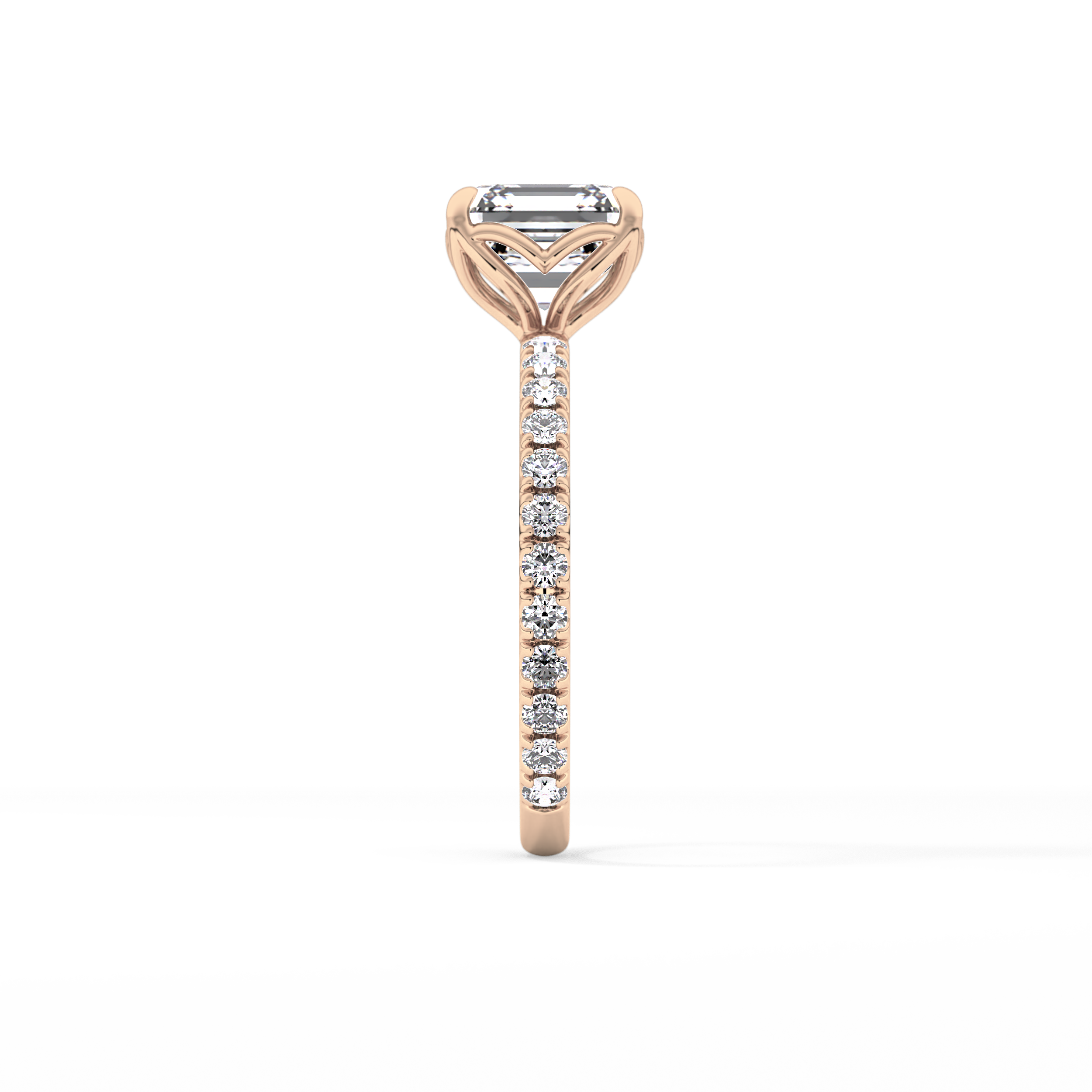 Asscher Pave Lab Grown Diamond Engagement Ring
