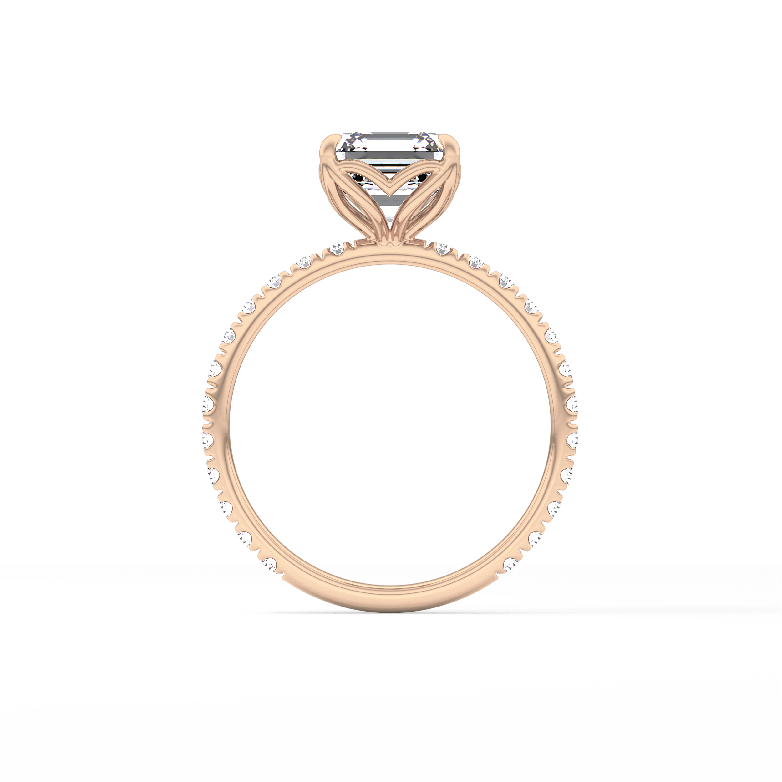 Asscher Pave Lab Grown Diamond Engagement Ring