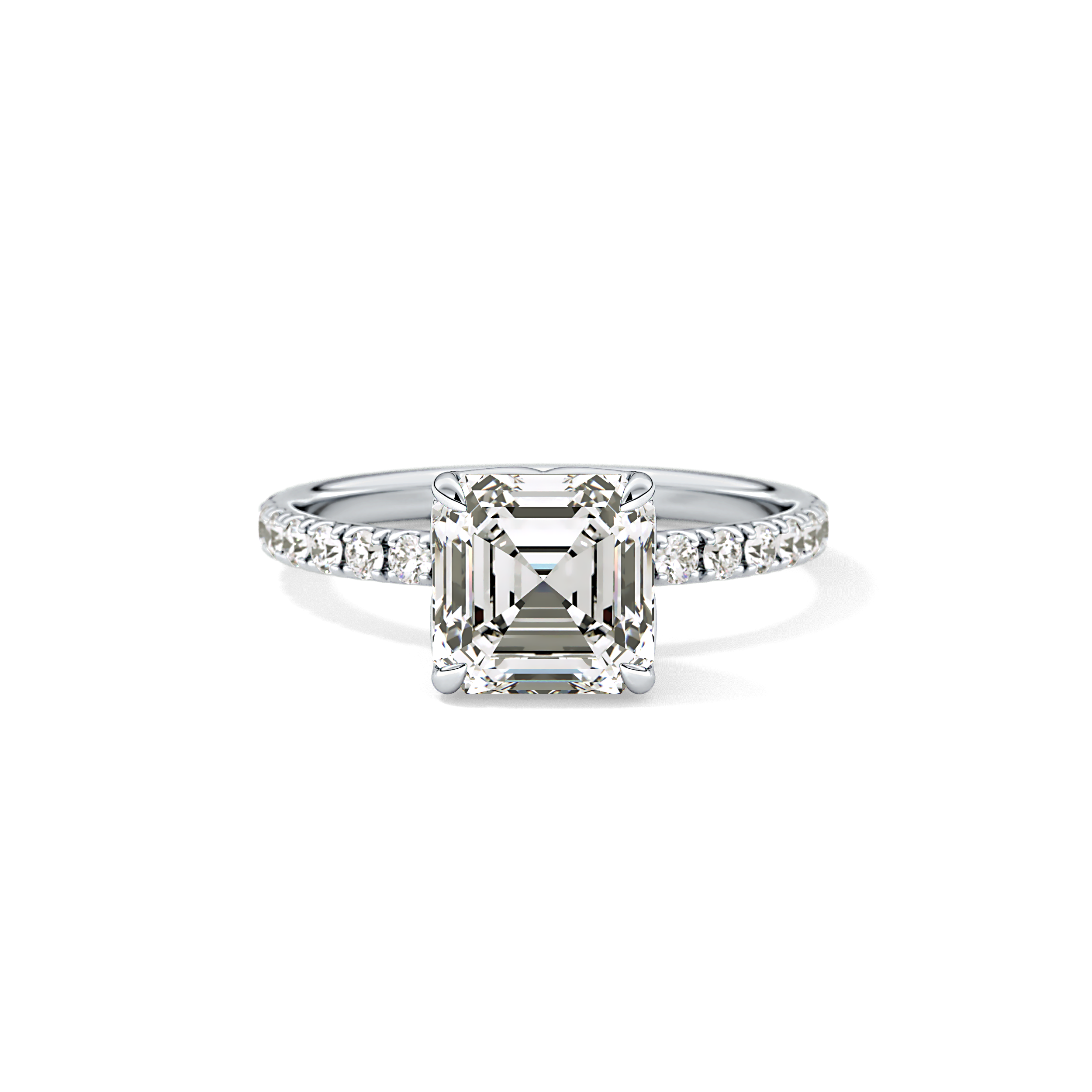 Asscher Pave Lab Grown Diamond Engagement Ring