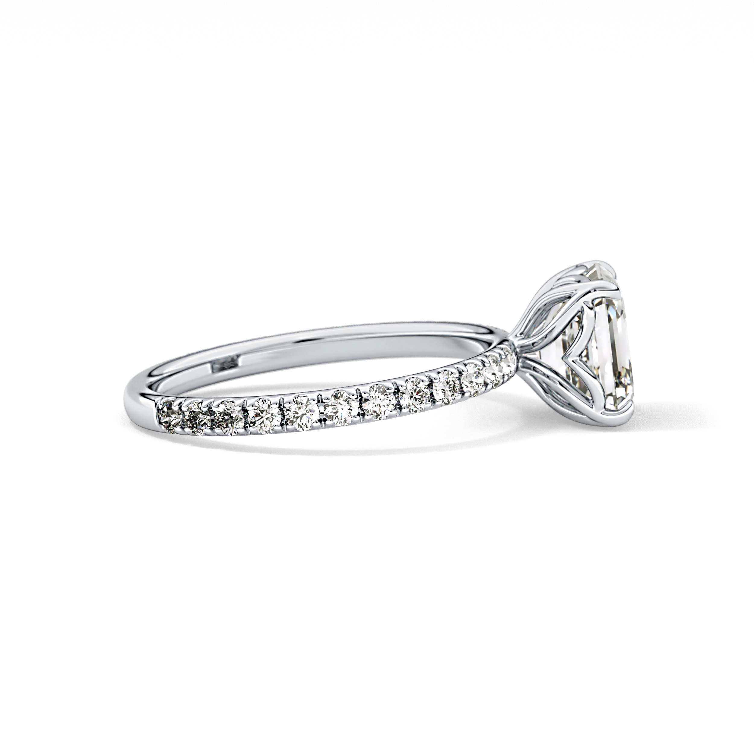 Asscher Pave Lab Grown Diamond Engagement Ring