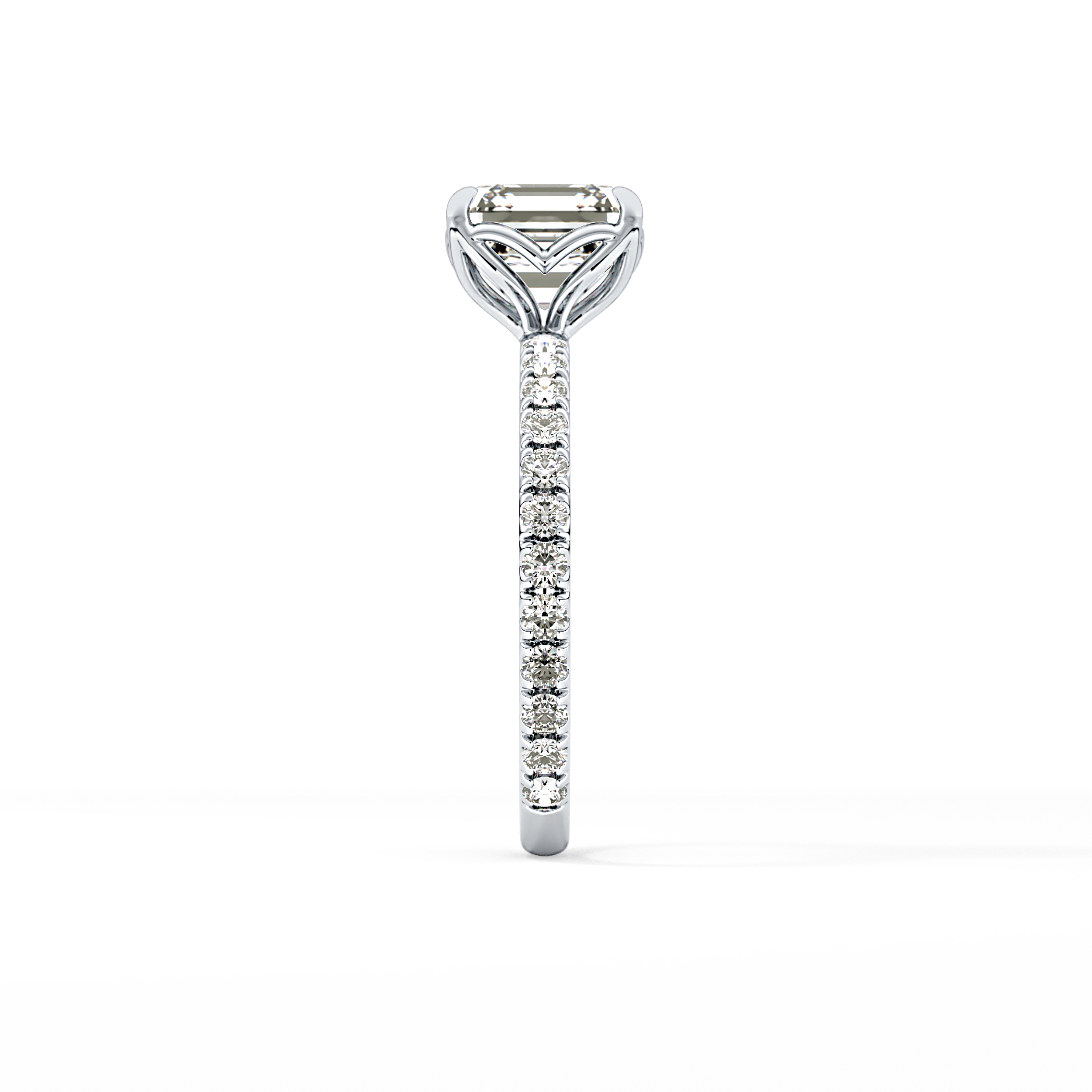 Asscher Pave Lab Grown Diamond Engagement Ring