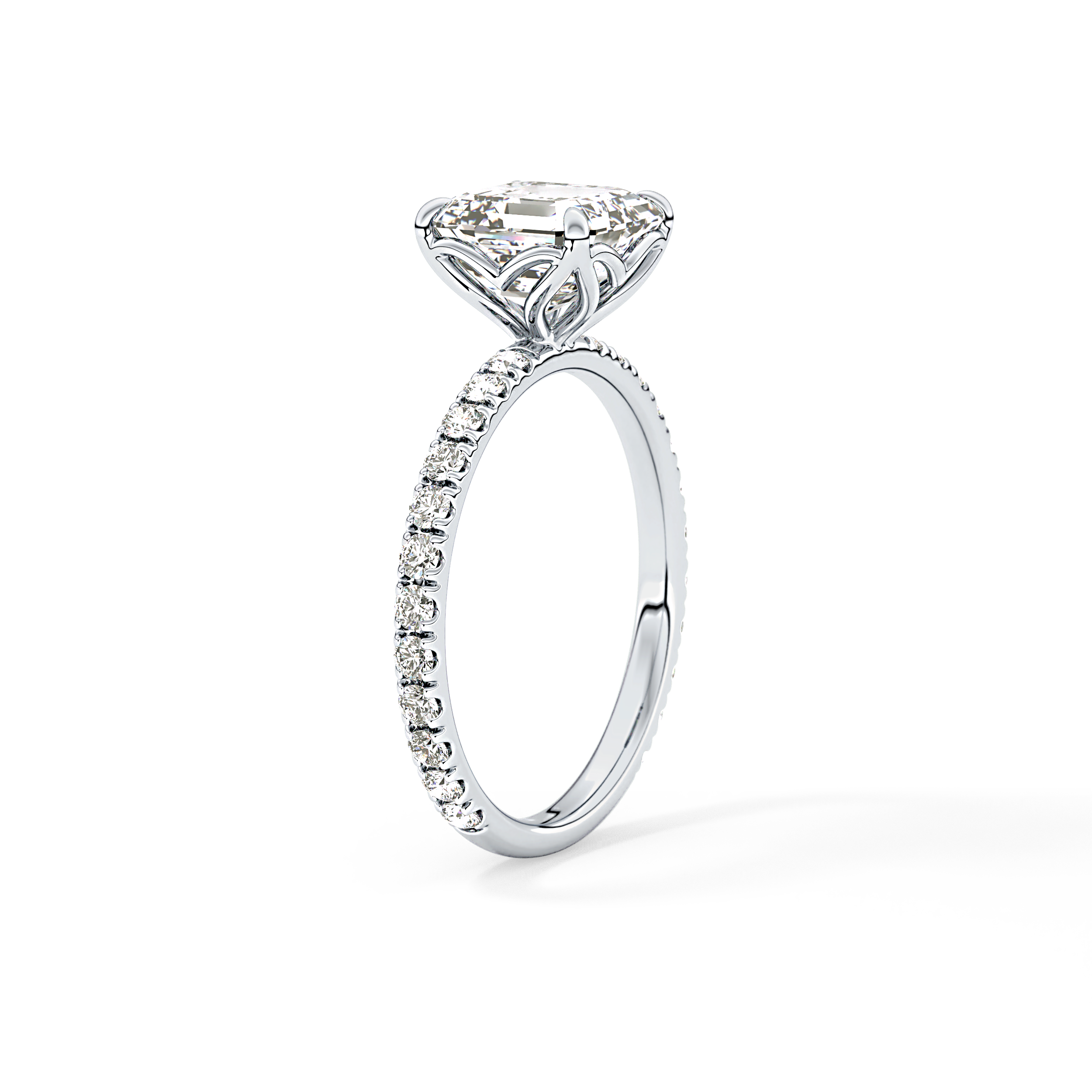 Asscher Pave Lab Grown Diamond Engagement Ring