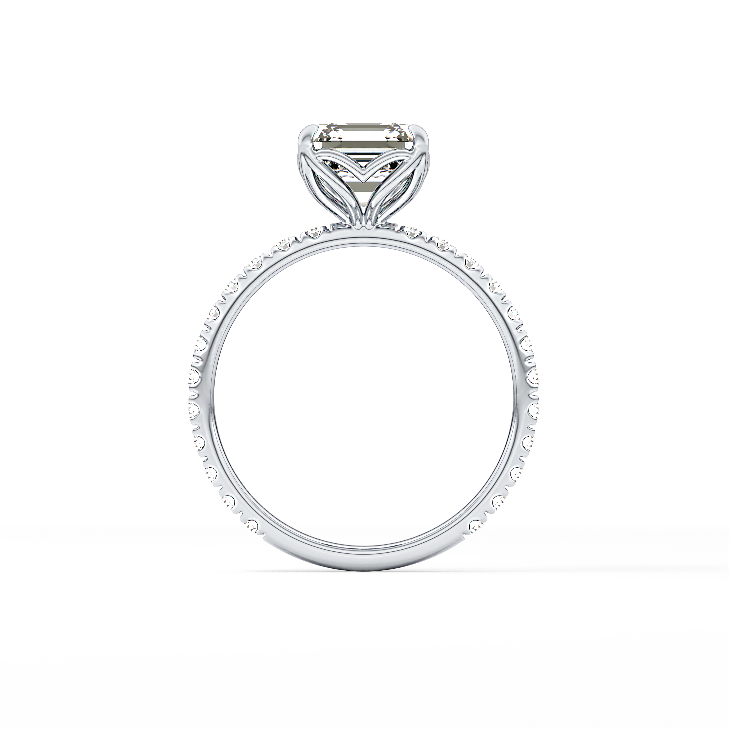 Asscher Pave Lab Grown Diamond Engagement Ring