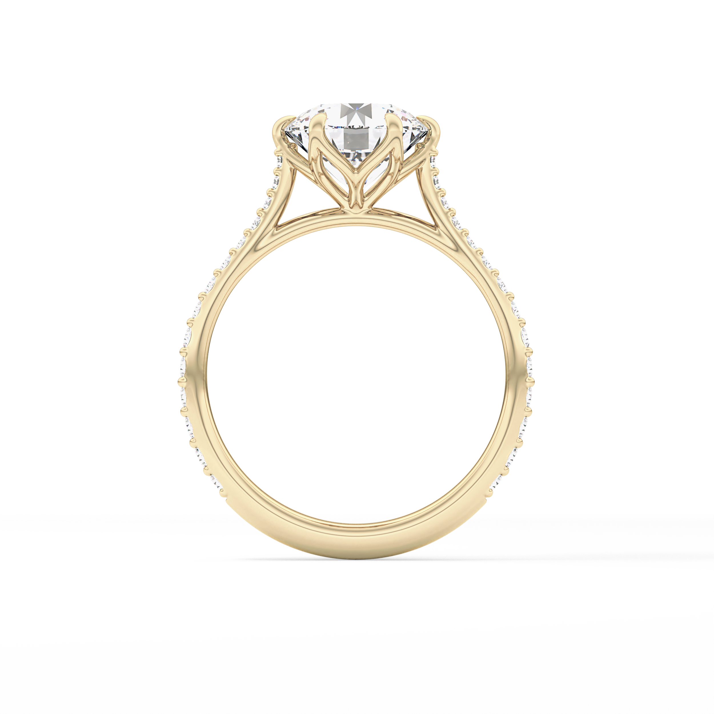Round Pave Lab Grown Diamond Engagement Ring