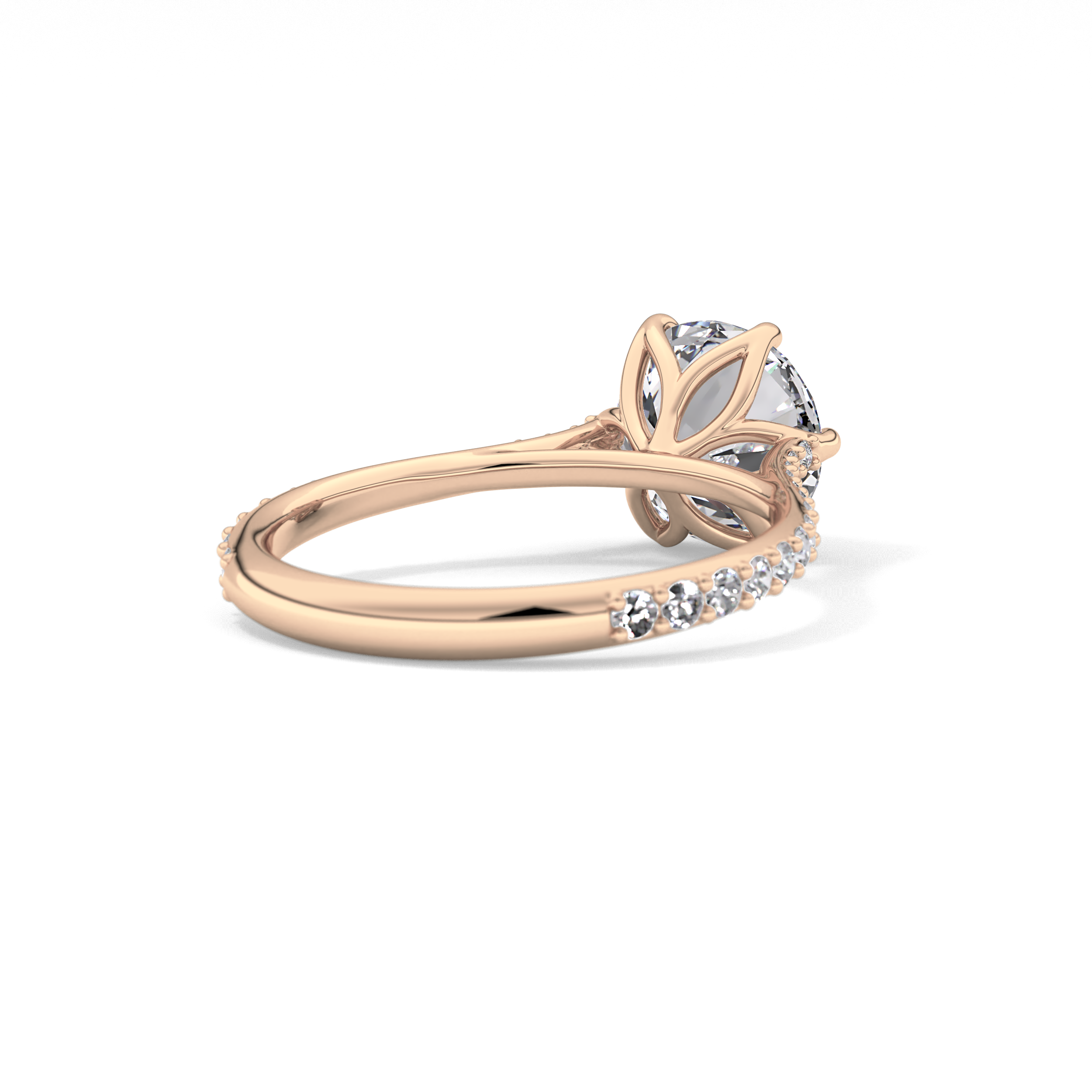 Round Pave Lab Grown Diamond Engagement Ring
