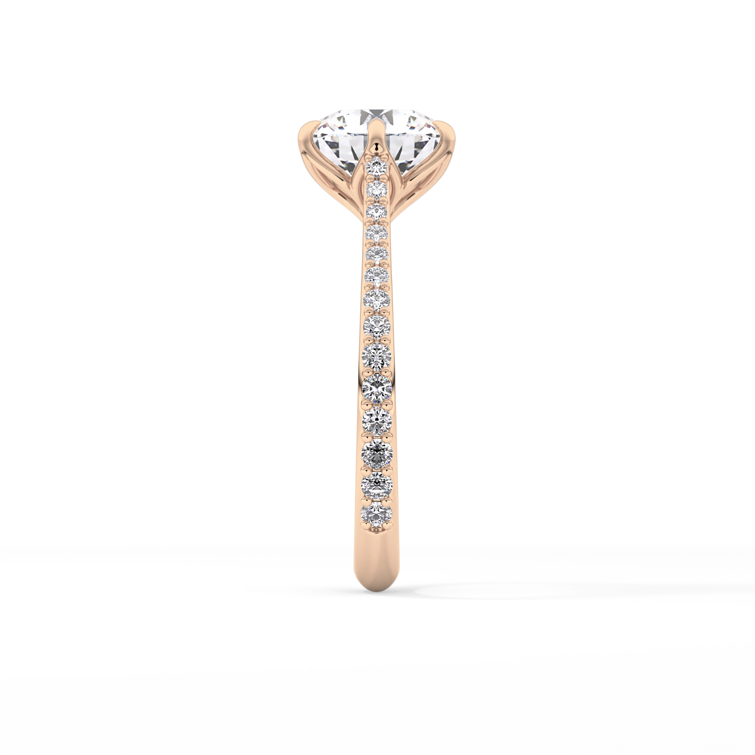 Round Pave Lab Grown Diamond Engagement Ring