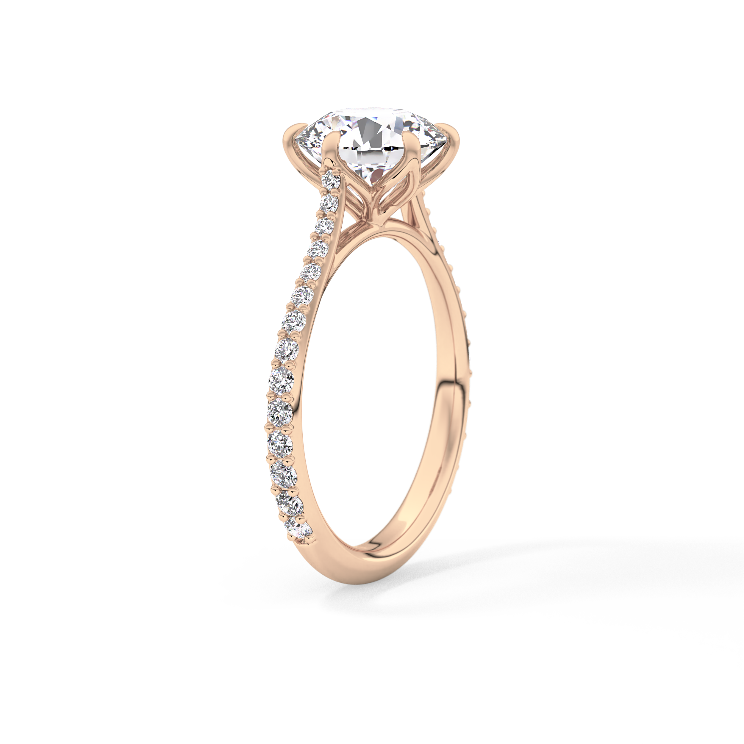 Round Pave Lab Grown Diamond Engagement Ring