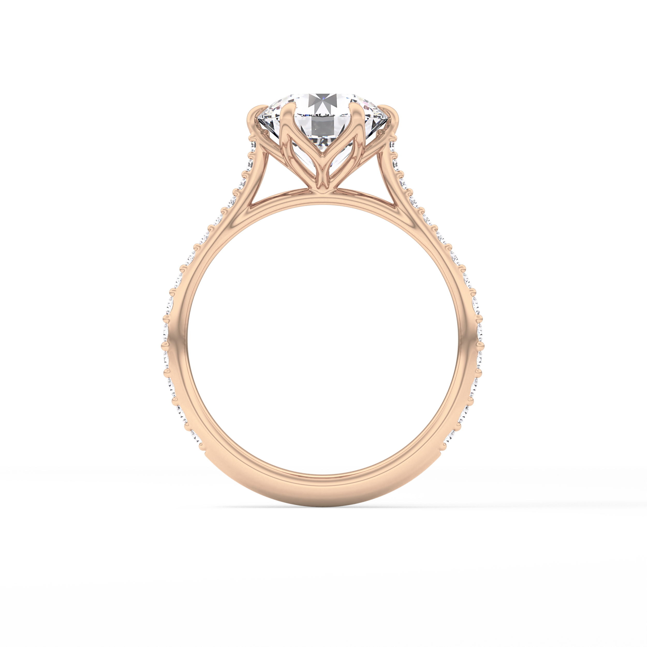 Round Pave Lab Grown Diamond Engagement Ring