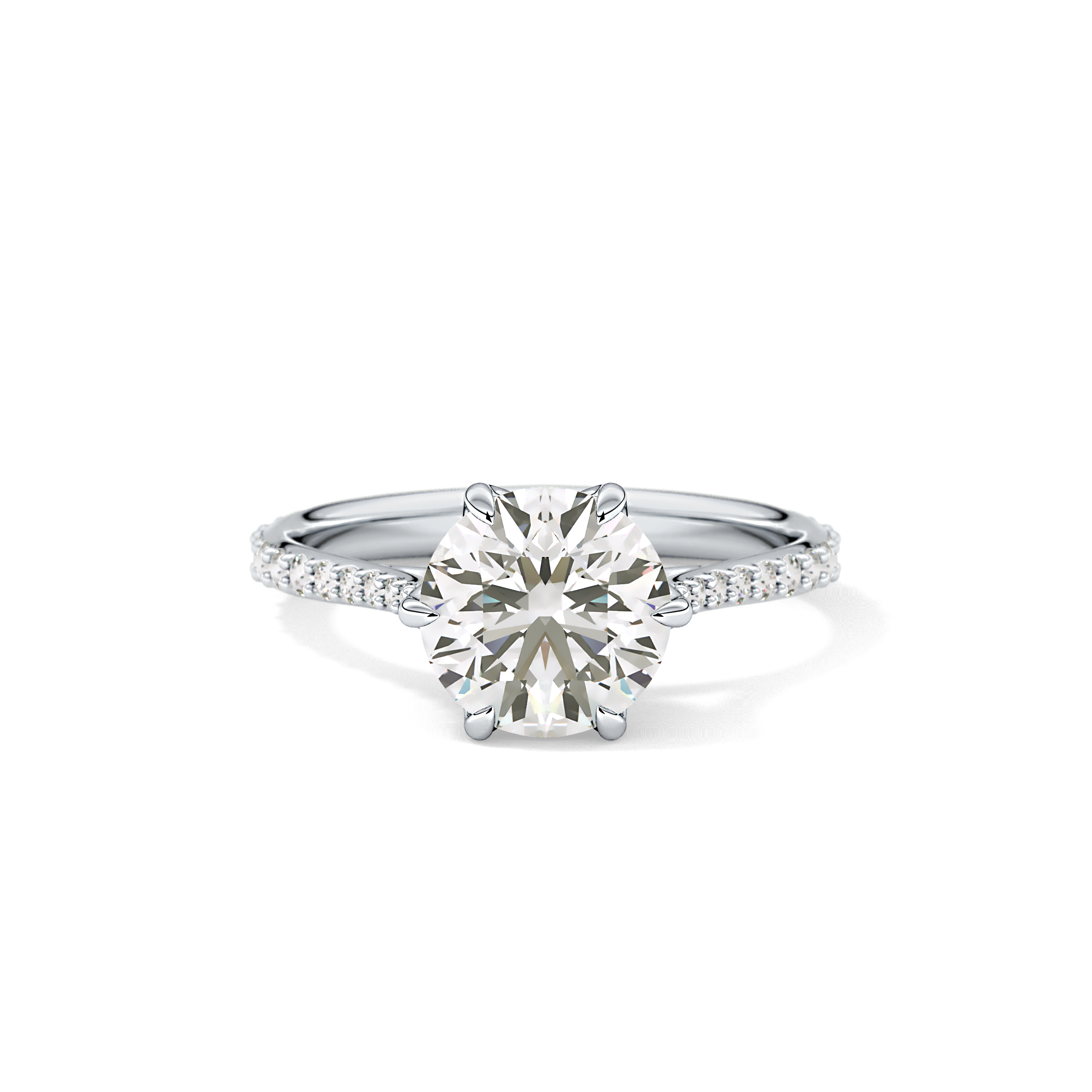 Round Pave Lab Grown Diamond Engagement Ring