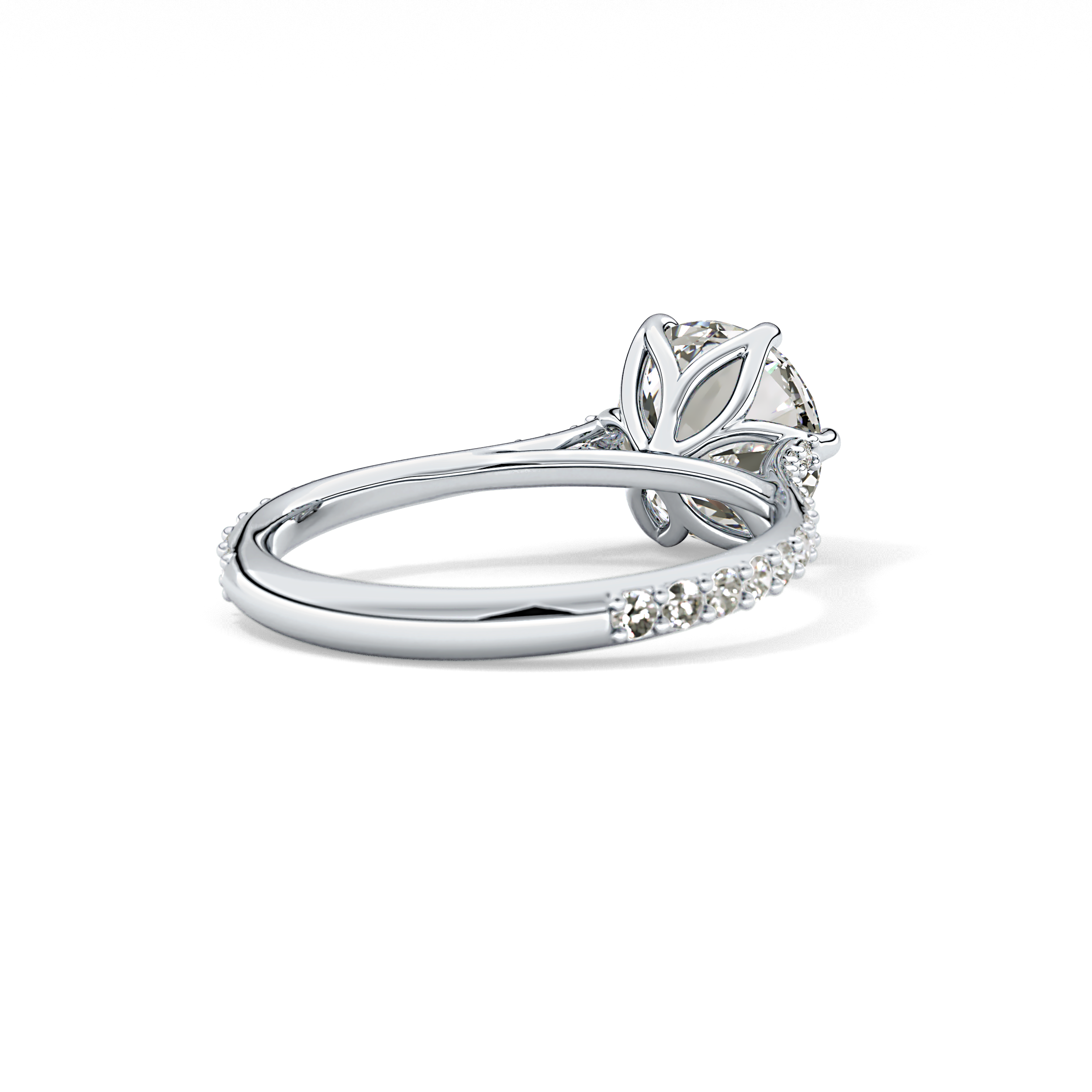 Round Pave Lab Grown Diamond Engagement Ring