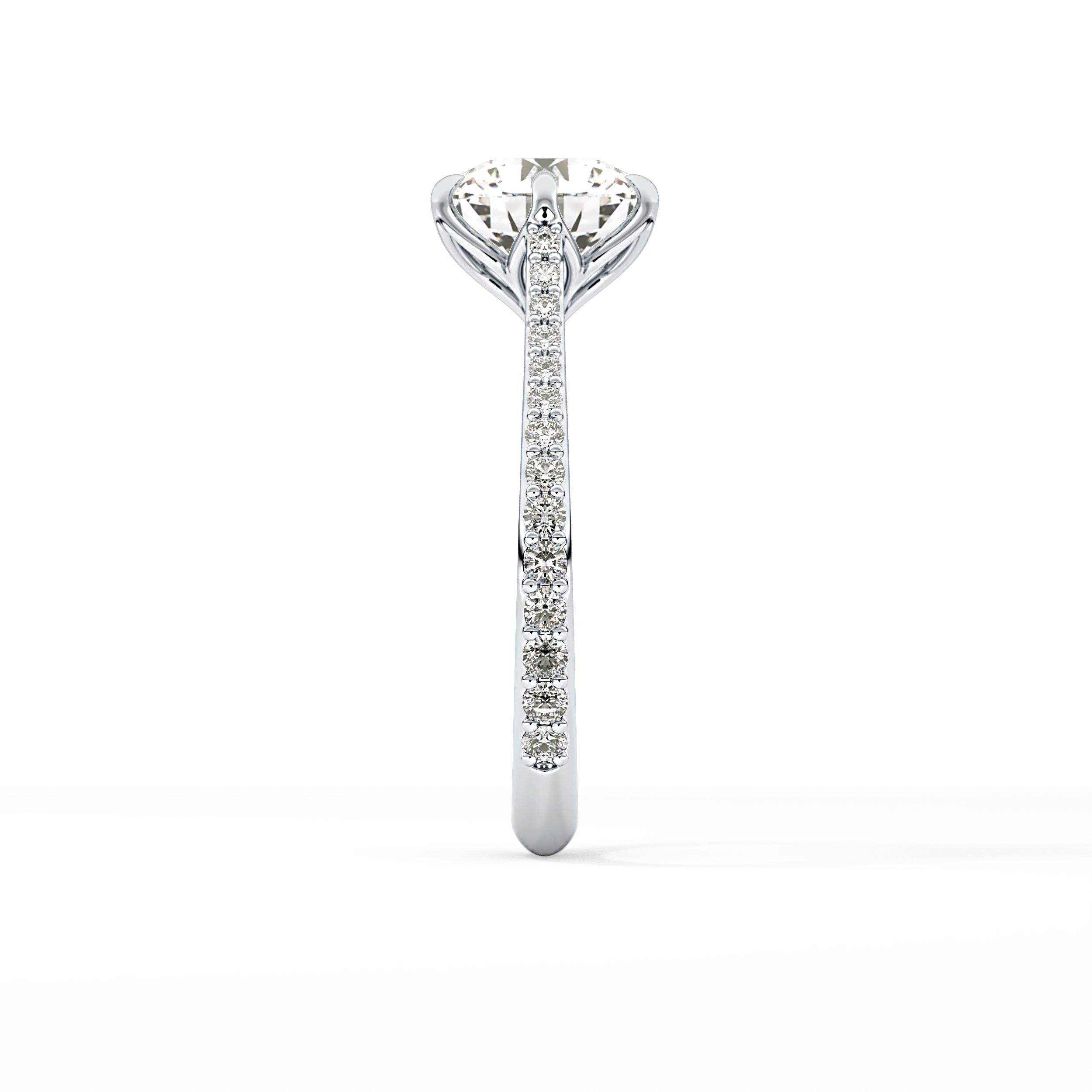 Round Pave Lab Grown Diamond Engagement Ring