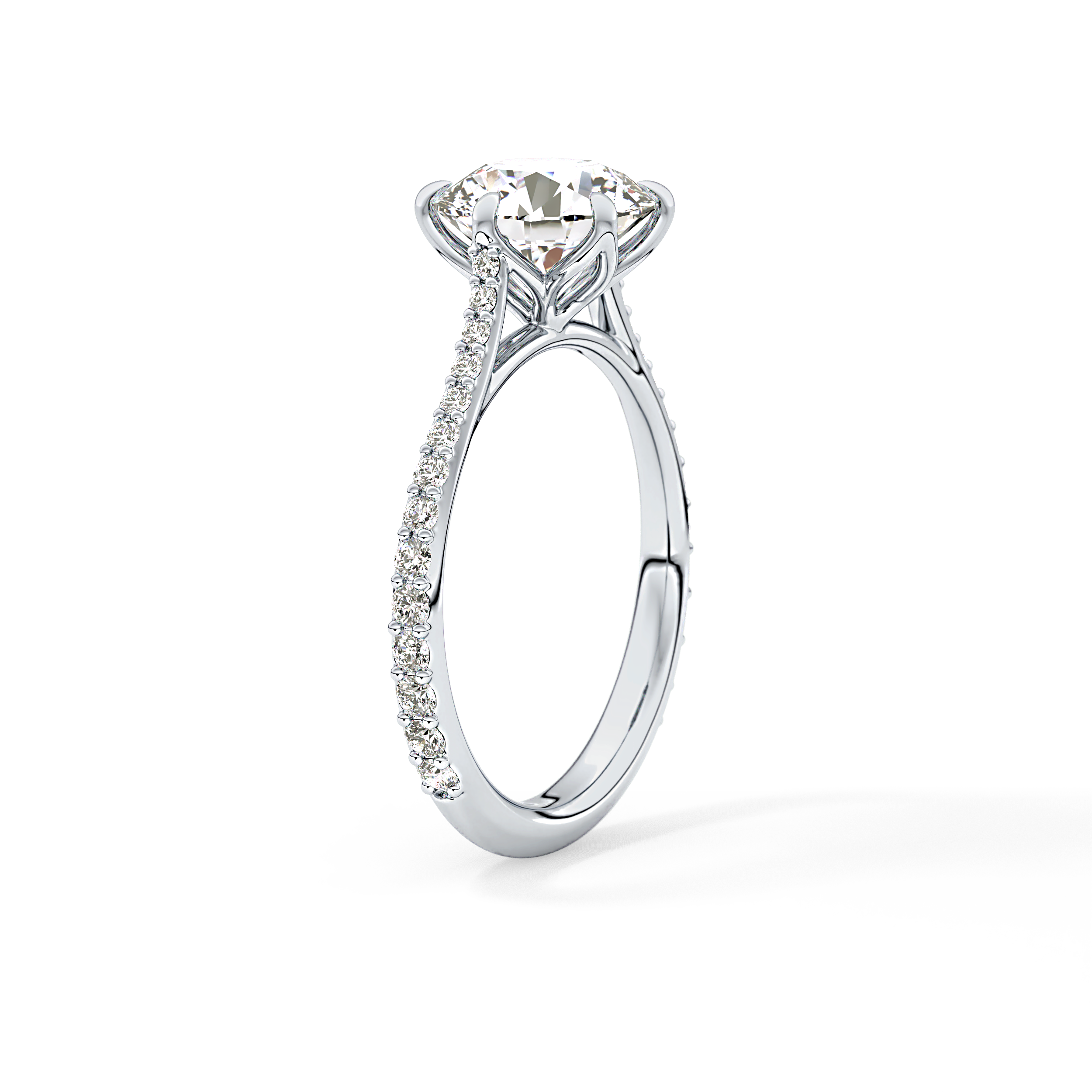 Round Pave Lab Grown Diamond Engagement Ring
