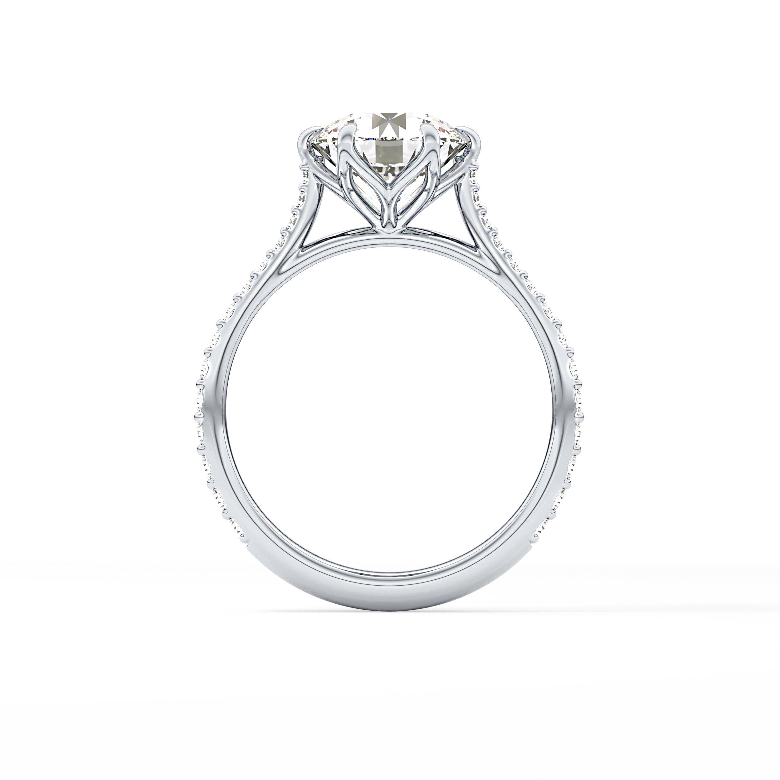Round Pave Lab Grown Diamond Engagement Ring