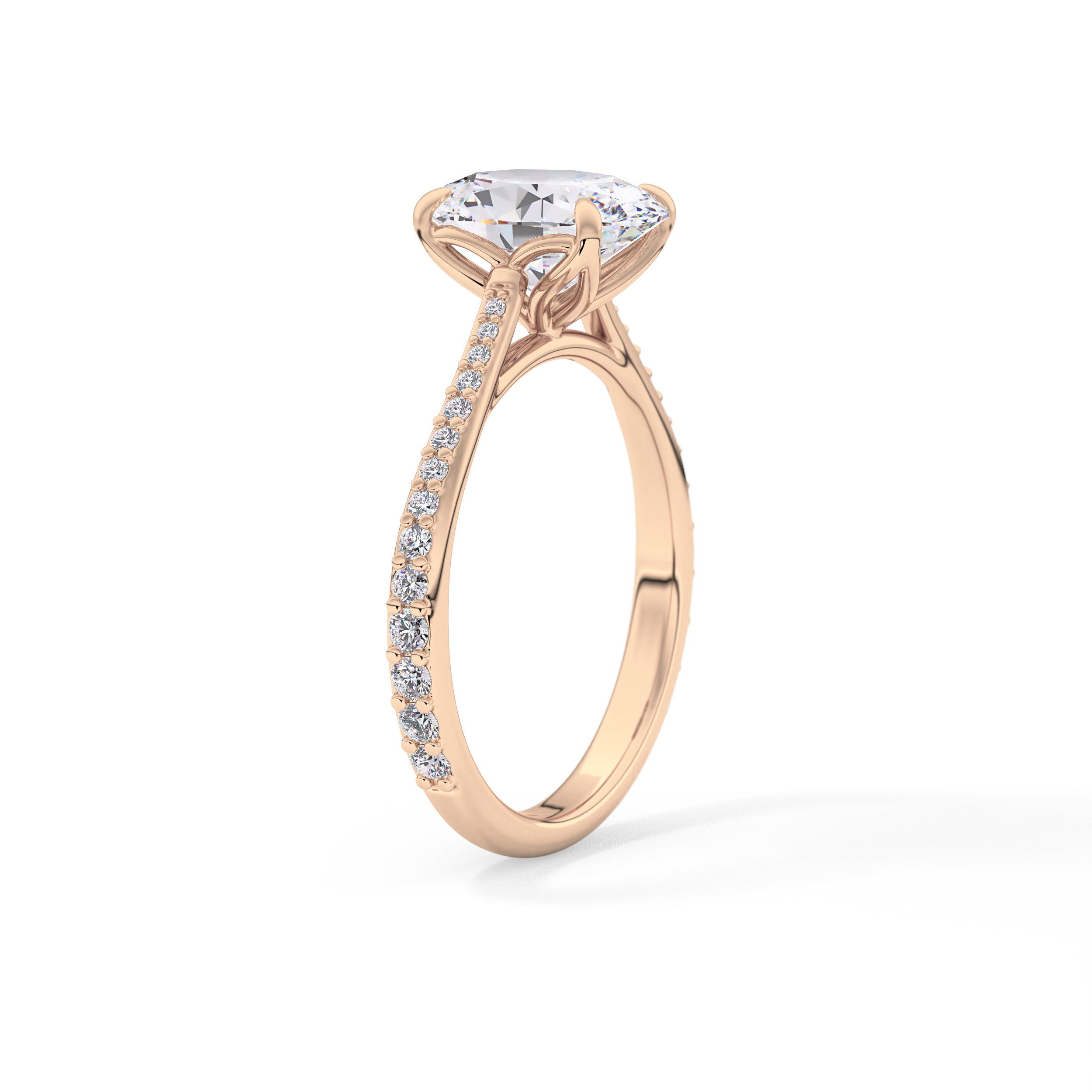 Oval Pave Lab Grown Diamond Engagement Ring