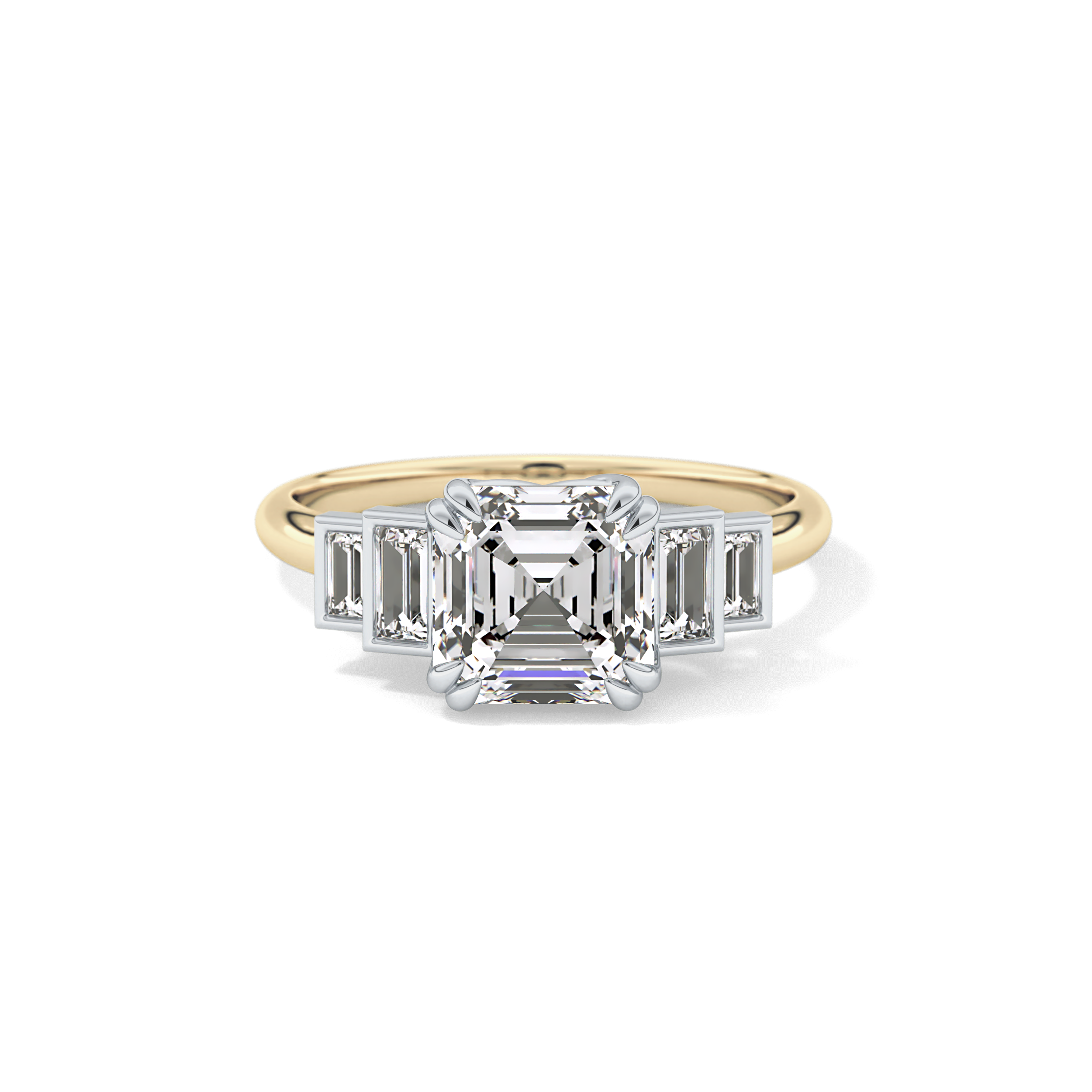 Asscher Cluster Lab Grown Diamond Engagement Ring