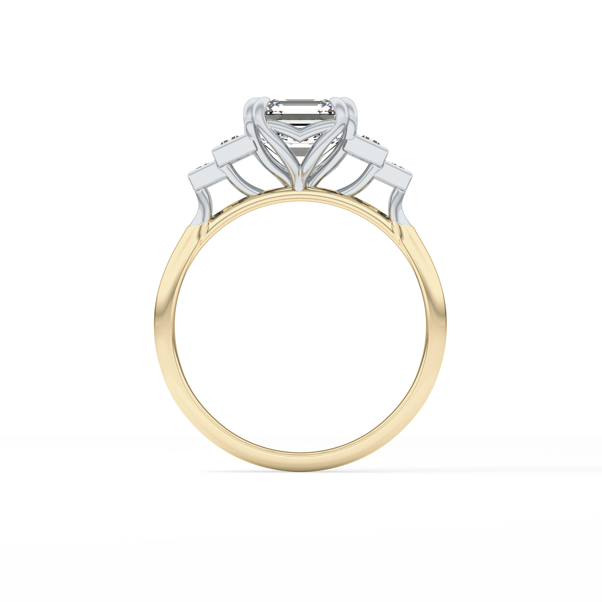 Asscher Cluster Lab Grown Diamond Engagement Ring