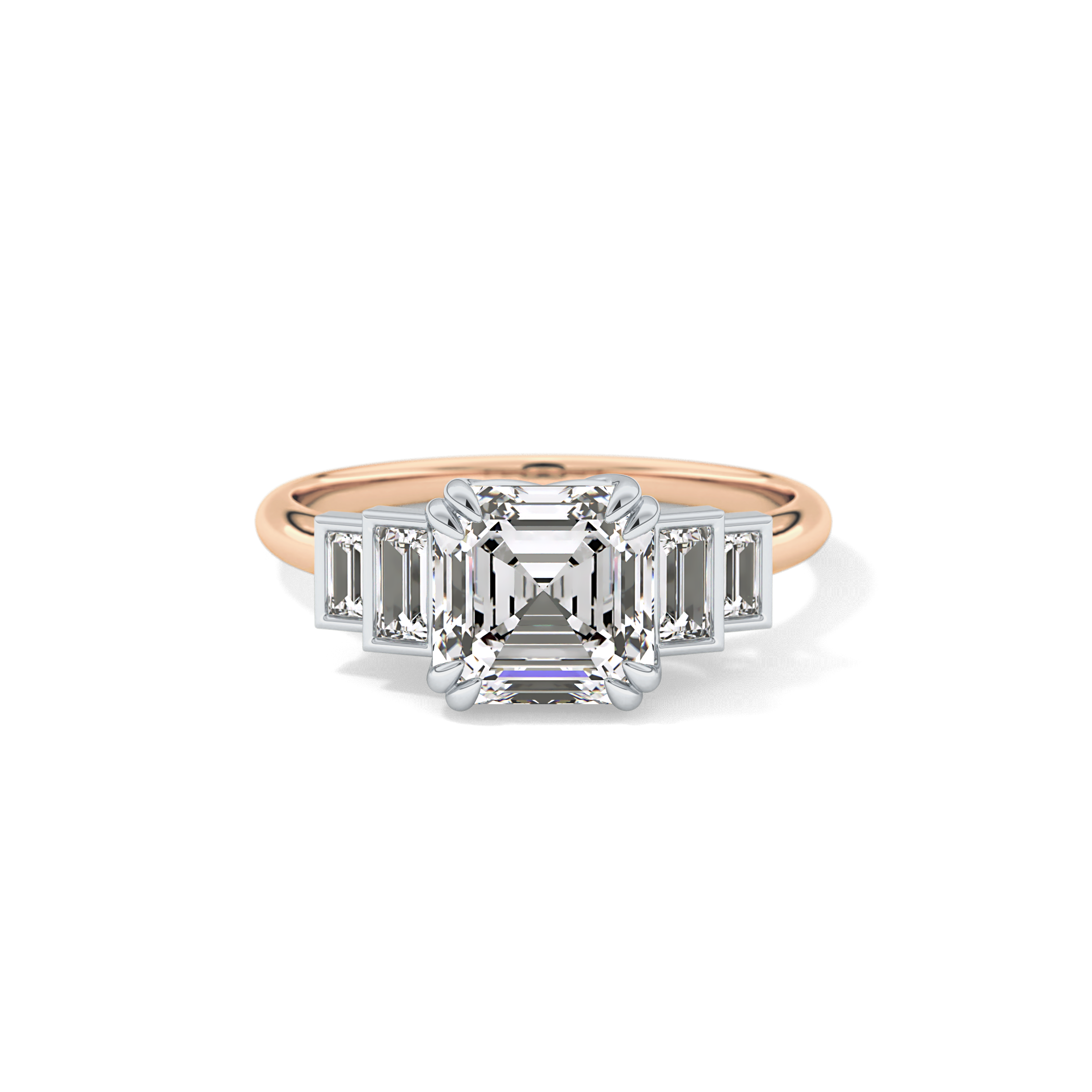 Asscher Cluster Lab Grown Diamond Engagement Ring