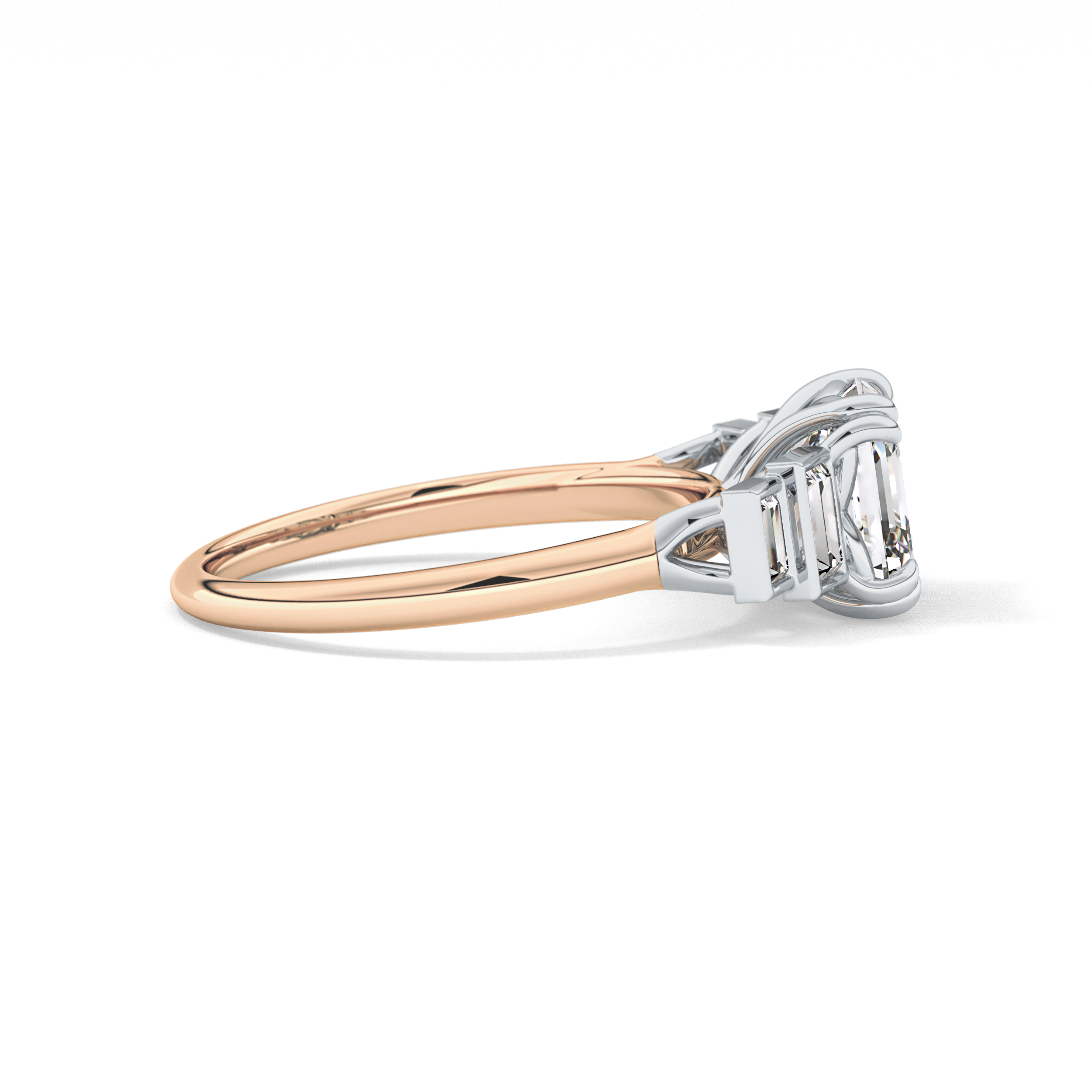 Asscher Cluster Lab Grown Diamond Engagement Ring
